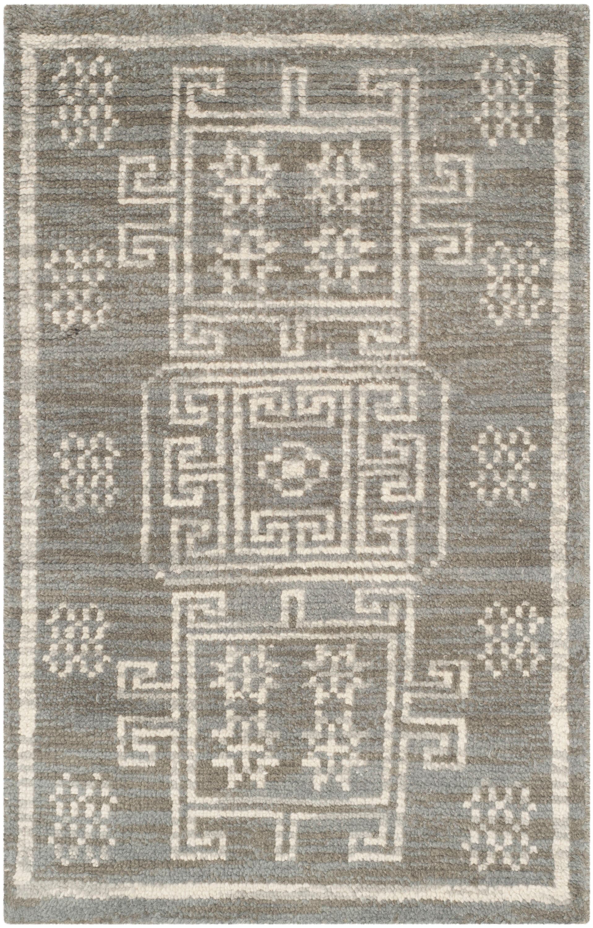 Kenya Hand-Knotted Gray Wool 2' x 3' Area Rug