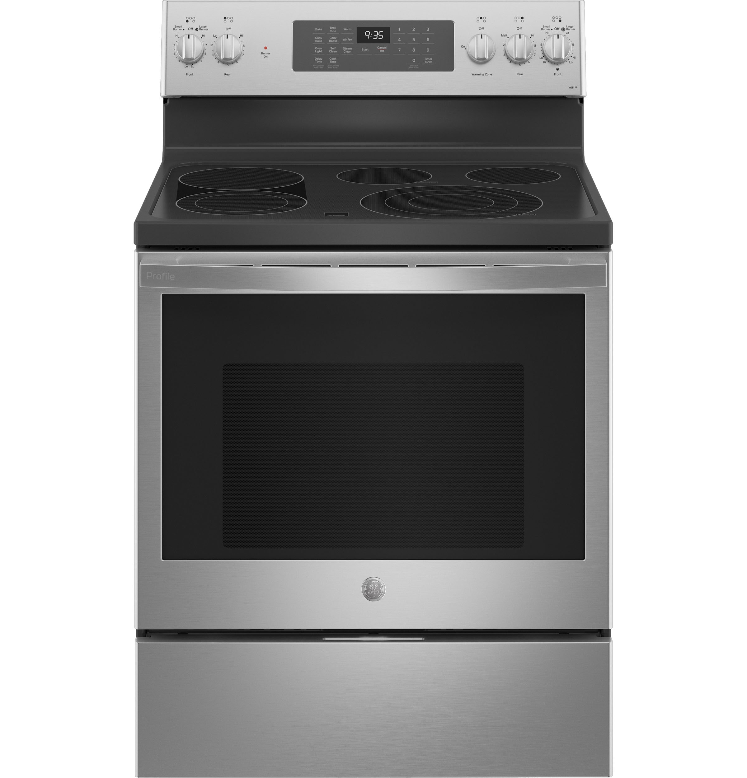 Samsung 30-in Glass Top 5 Elements 6.3-cu ft Self-Cleaning Air Fry Convection  Oven Freestanding Smart Electric Range (Fingerprint Resistant Stainless  Steel) in the Single Oven Electric Ranges department at