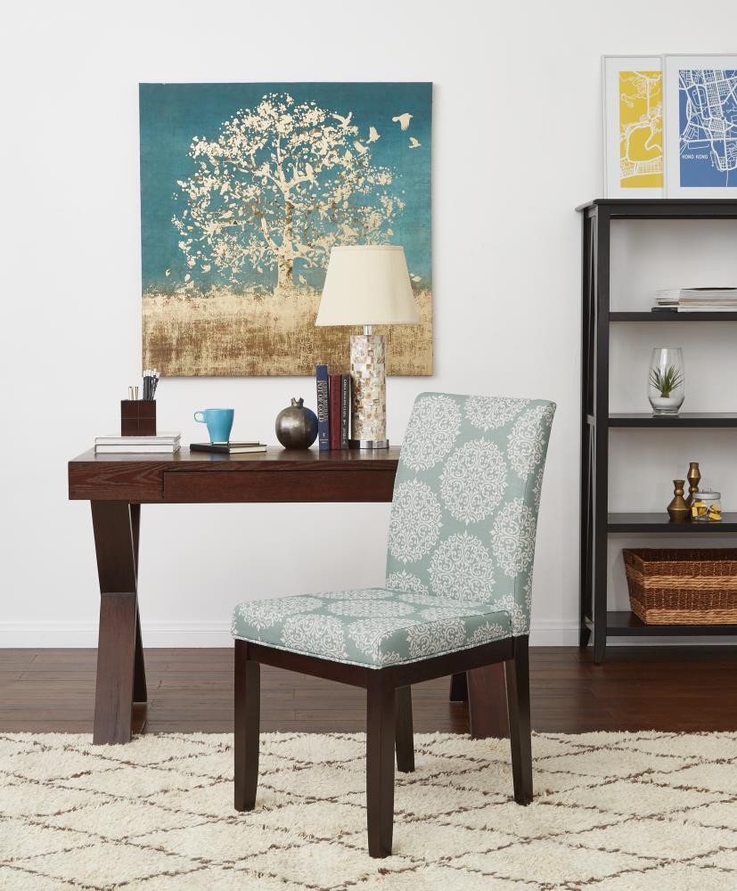 High Gabrielle Sky Linen and Wood Upholstered Parsons Side Chair