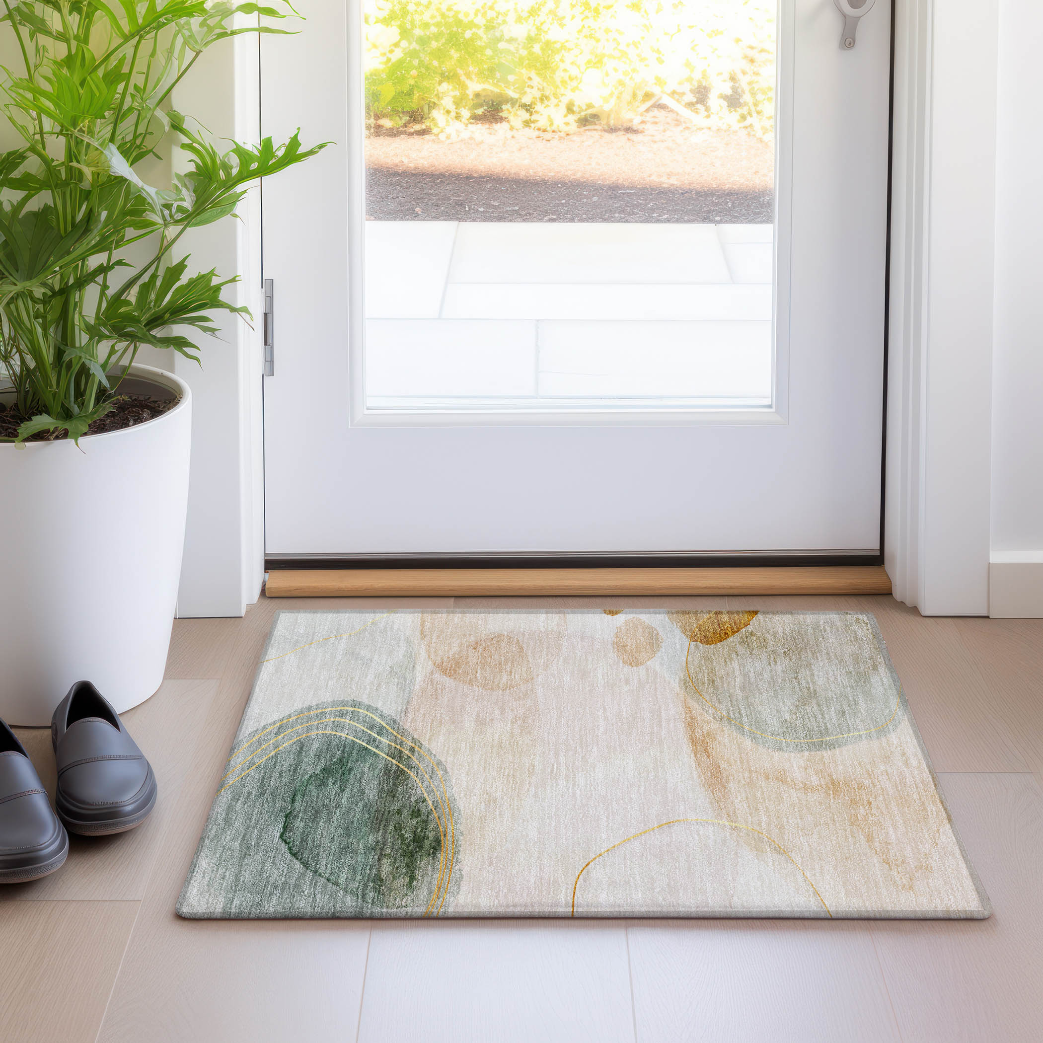 Addison Rugs ACN545BG20X30 Chantille ACN545BG 2 x 3 (ft) Polyester Beige Rectangular Indoor/Outdoor Abstract Machine washable Area rug