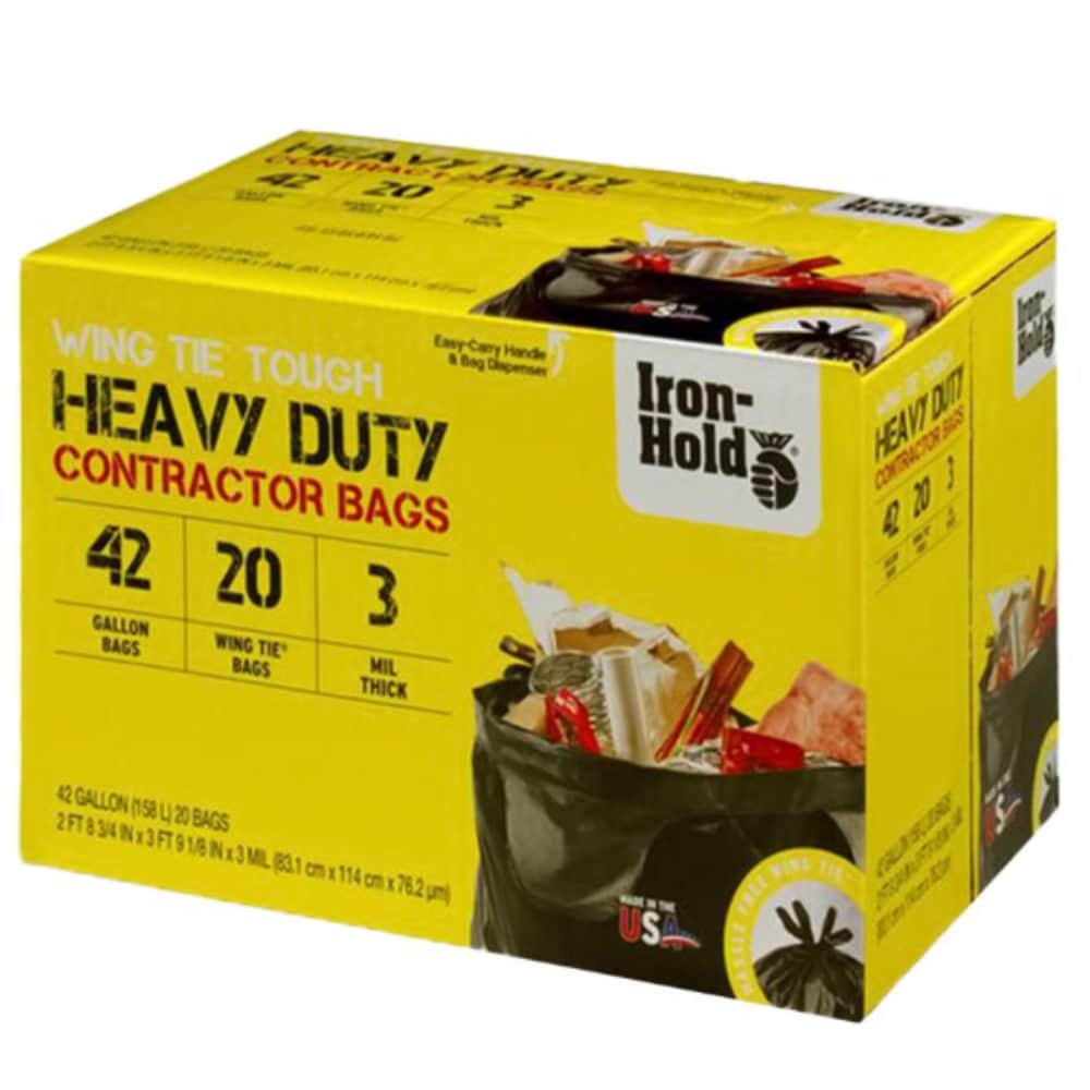 Iron Hold 42 gal Contractor Bags Wing Ties 20 pk 3 mil 4 pack