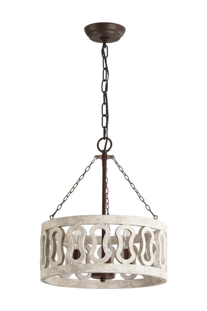 Oaks Decor Farmhouse wood chandelier 3-Light Distressed Off-white ...