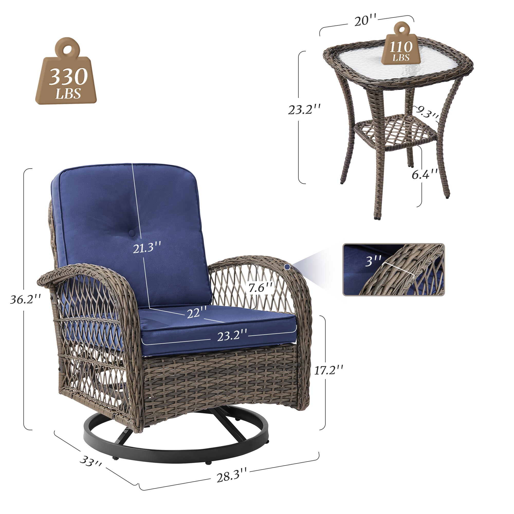 Yurevna JS-001-01LS Patio-Conversation-Sets - View #2