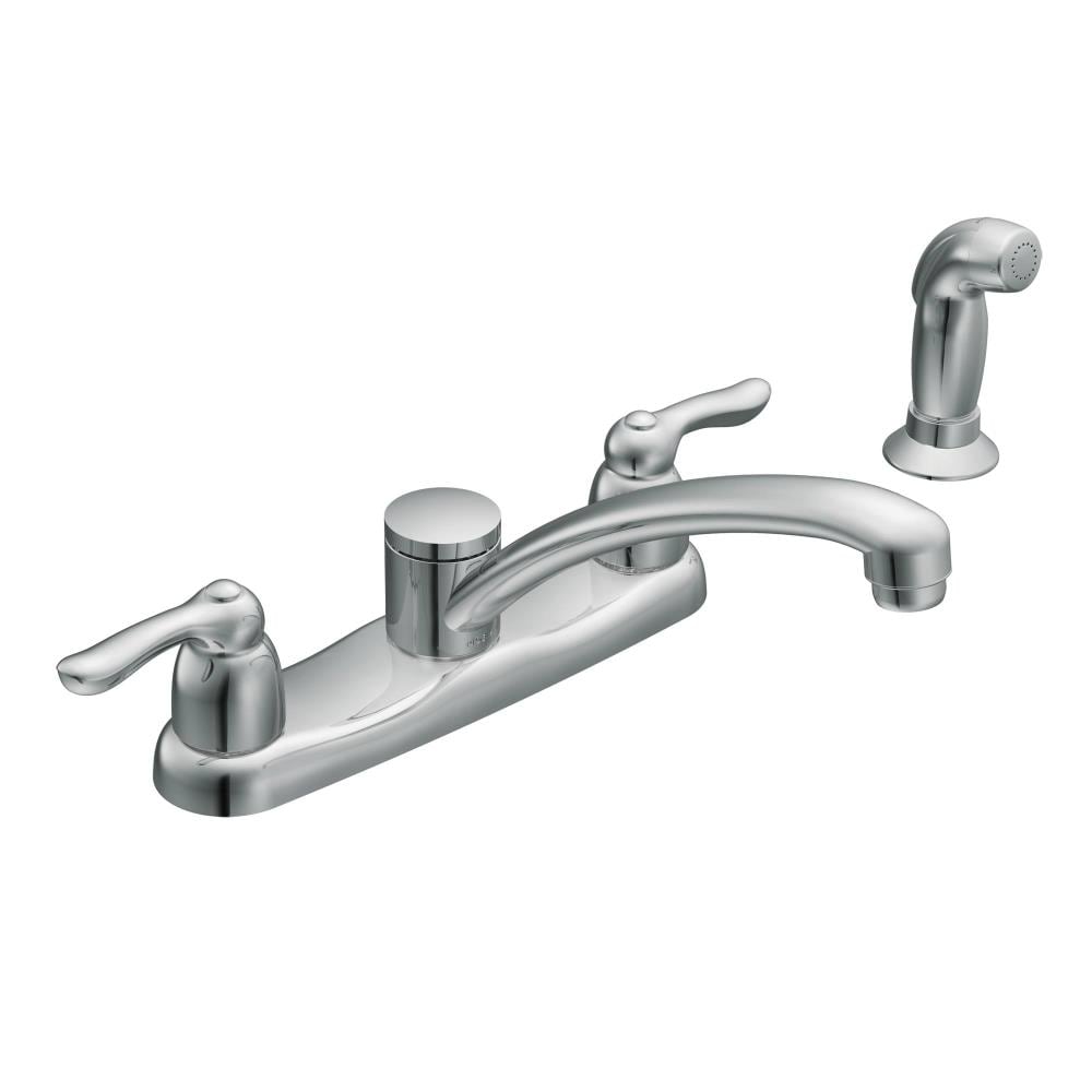 Moen 7907 Chateau Chrome Double Handle Deck-mount Kitchen Faucet with Sprayer ( Side Sprayer Included )