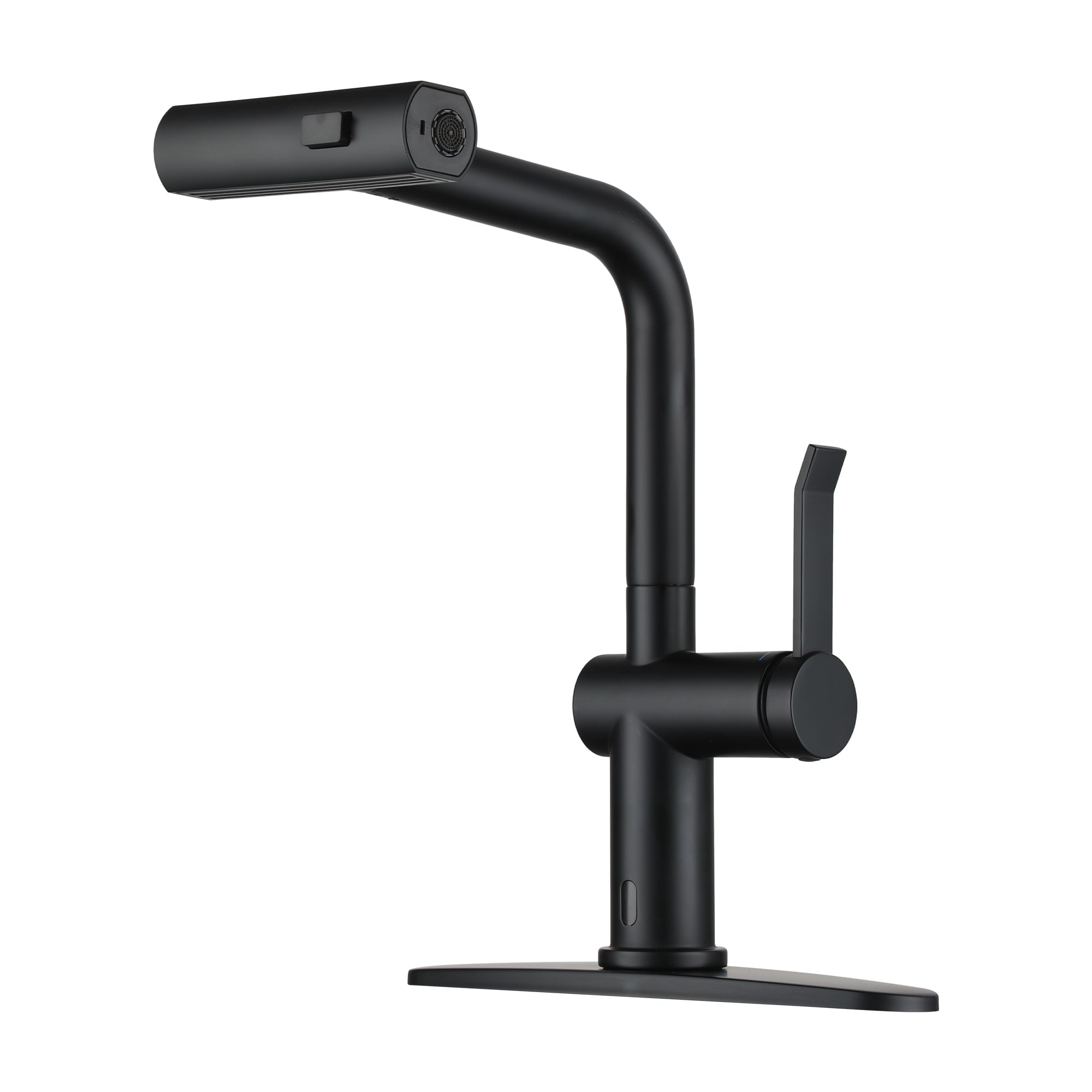 CASAINC KCLT0061MB Touchless Motion Sensor Matte Black Single Handle Deck-mount Touchless Pull-out Kitchen Faucet with Sprayer ( Deck Plate Included )