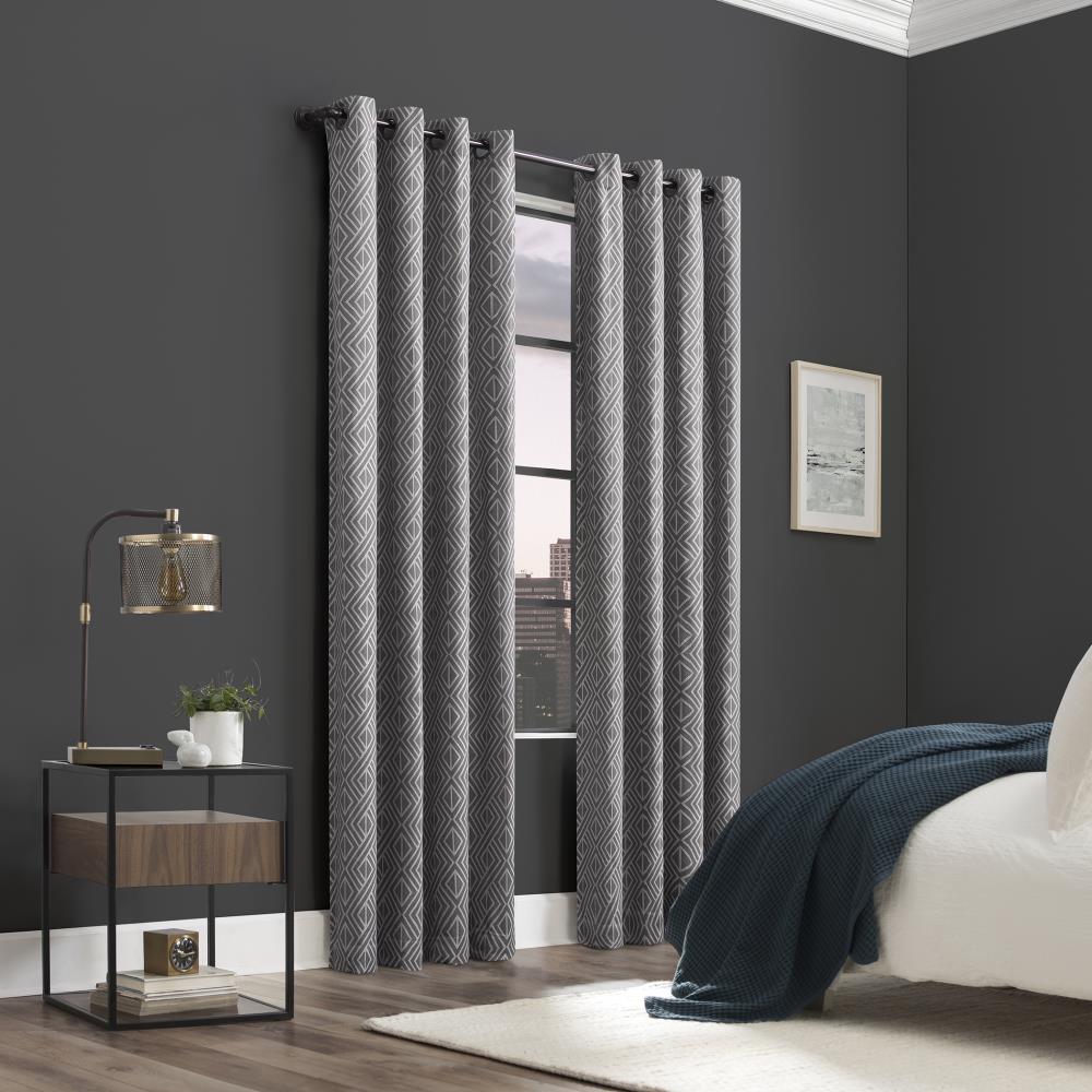Gray Geometric Blackout Grommet Drape Panel