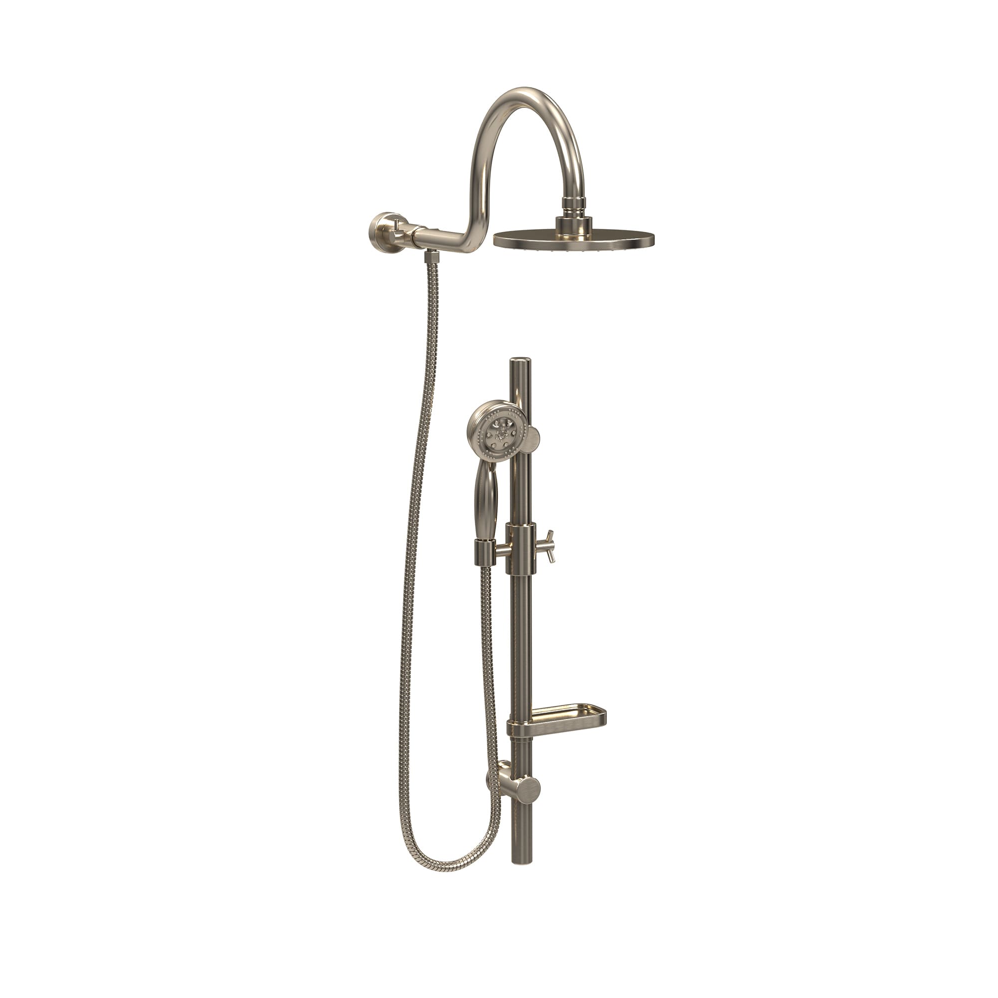 PULSE 1019-BN Brushed-Nickel 8-in Shower Faucet Bar System with 2-way Diverter