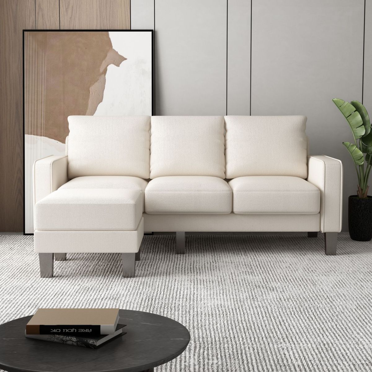 JASMODER W1097S00009 53.30-Inches Modern Beige Sofa