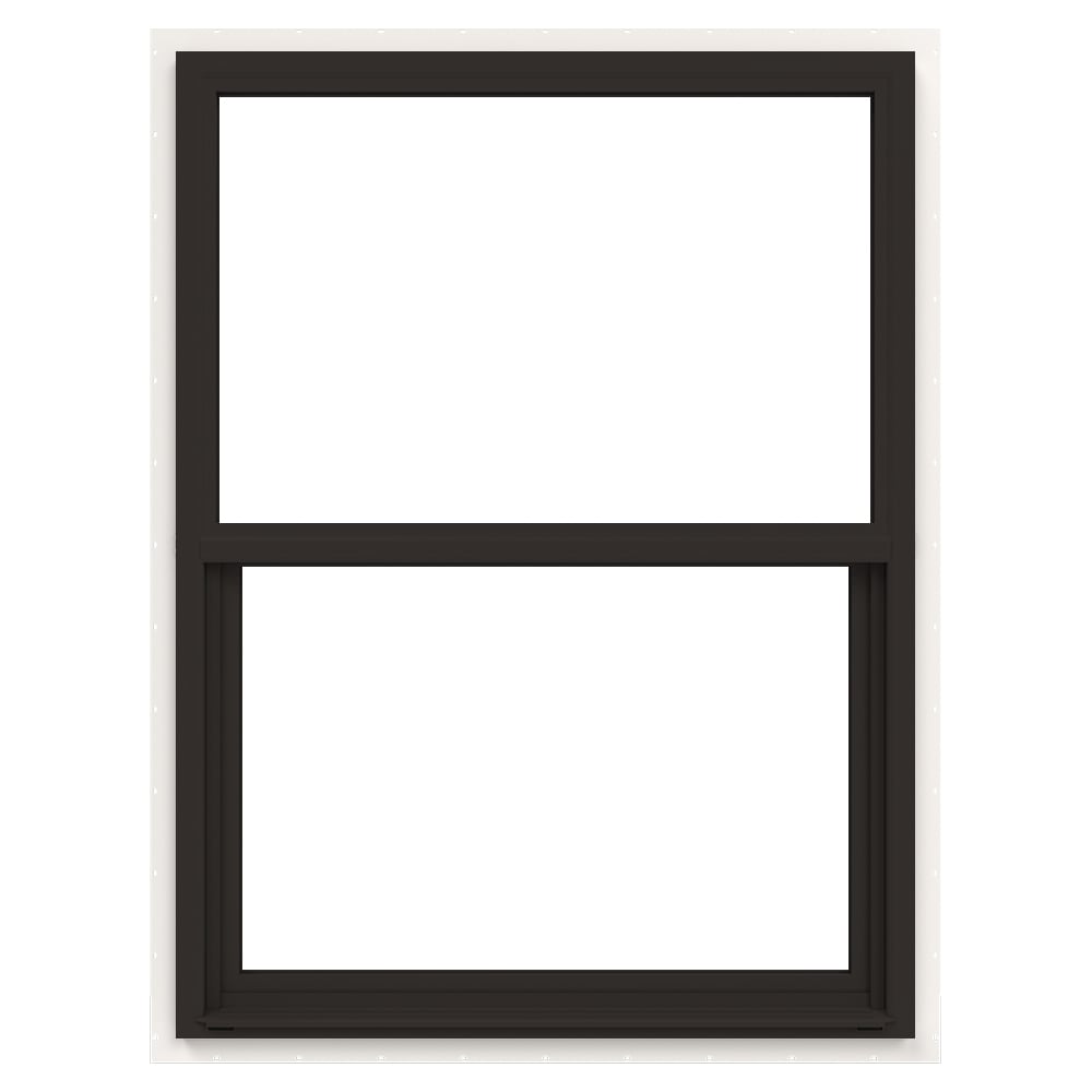 JELD-WEN JW233400066 Premium Atlantic Vinyl Bronze Exterior Vinyl New construction Single Hung Window Impact Resistant Low-E Double Pane Glass (Full Screen Included) Hurricane Approved