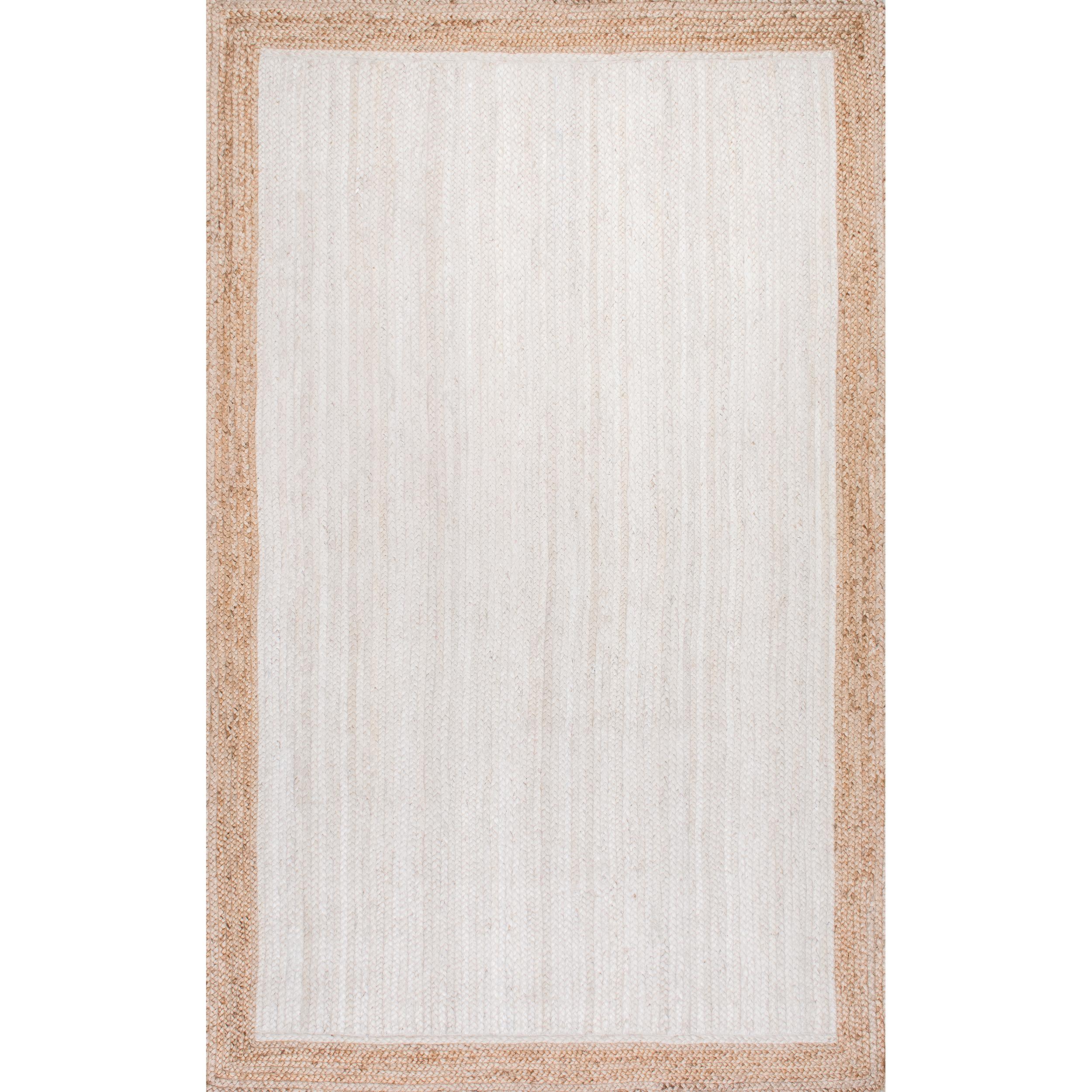 Handmade Oval White Jute 8' x 10' Braided Area Rug