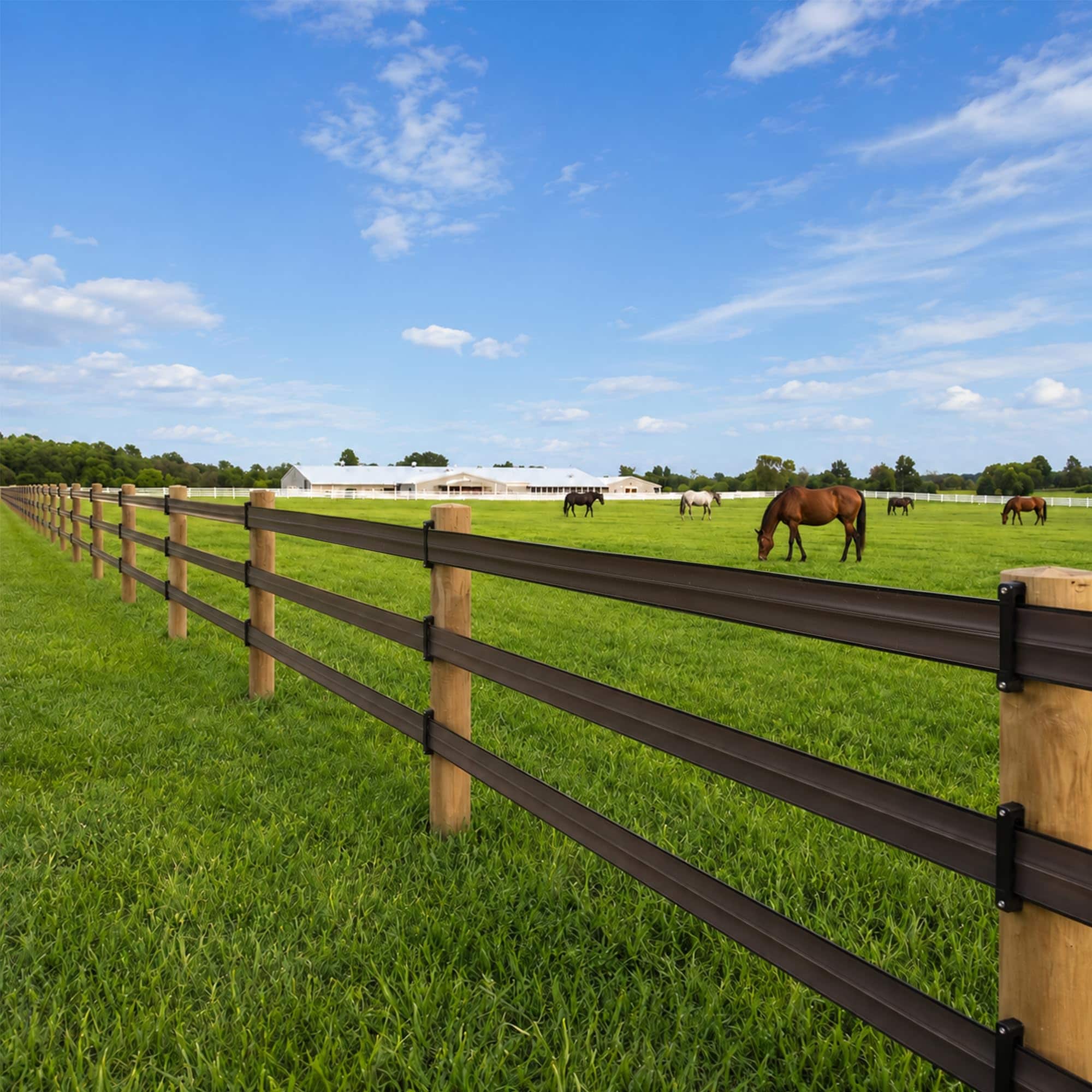Adrinfly  Equine Fencing Kit 272 x 272FT 3-Layer Modular Splicing Heavy Duty Weatherproof Horse Fence for Outdoor Riding and Perimeter Use