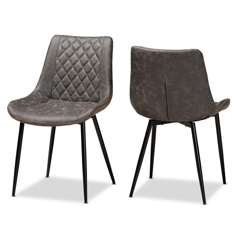 Baxton Studio 160-2PC-10508-LW Set of 2 Loire Contemporary/Modern Polyester/Polyester Blend Upholstered Dining Side Chair (Metal Frame)