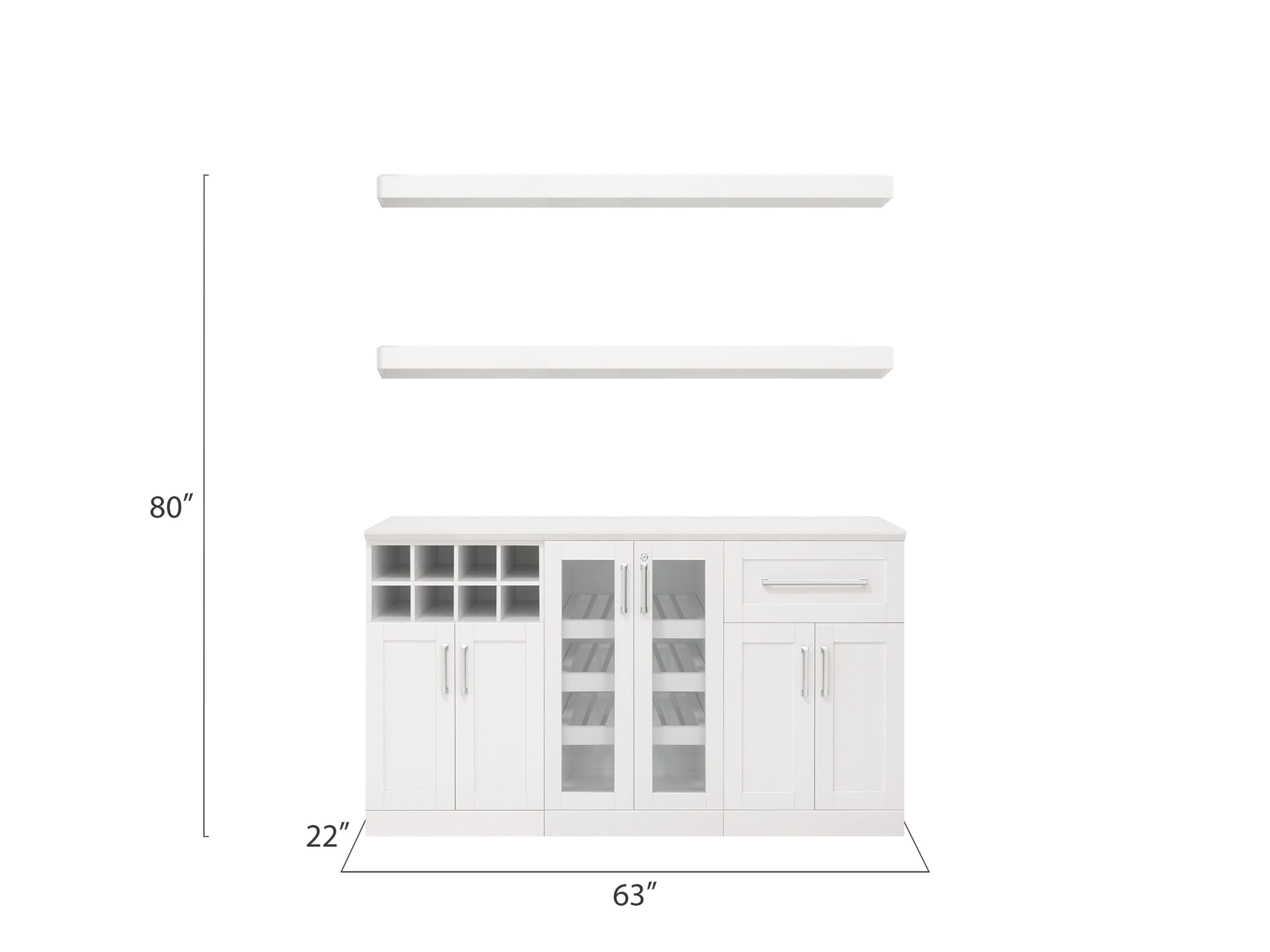 NewAge Products Home Bar 63-in x 80-in White Rectangle Bar Cabinet ...