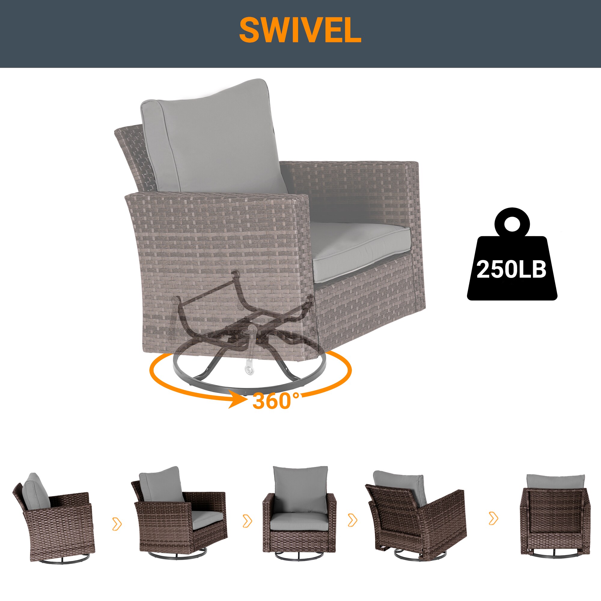 Sonkuki SD-PS2R-BGY-T3 Patio-Conversation-Sets - View #5