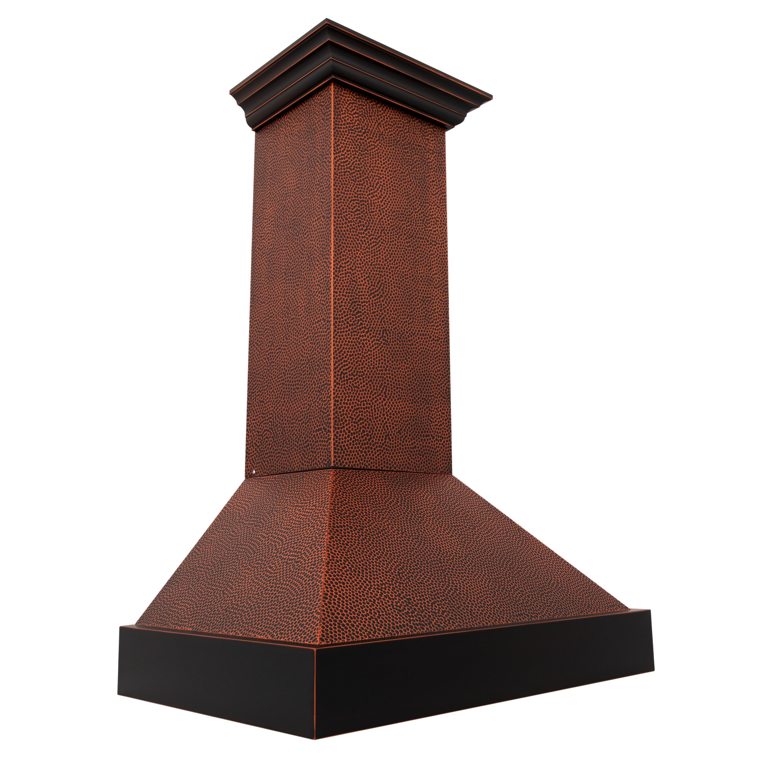 36" Hand-Hammered Copper Wall Mount Range Hood with Charcoal Filter