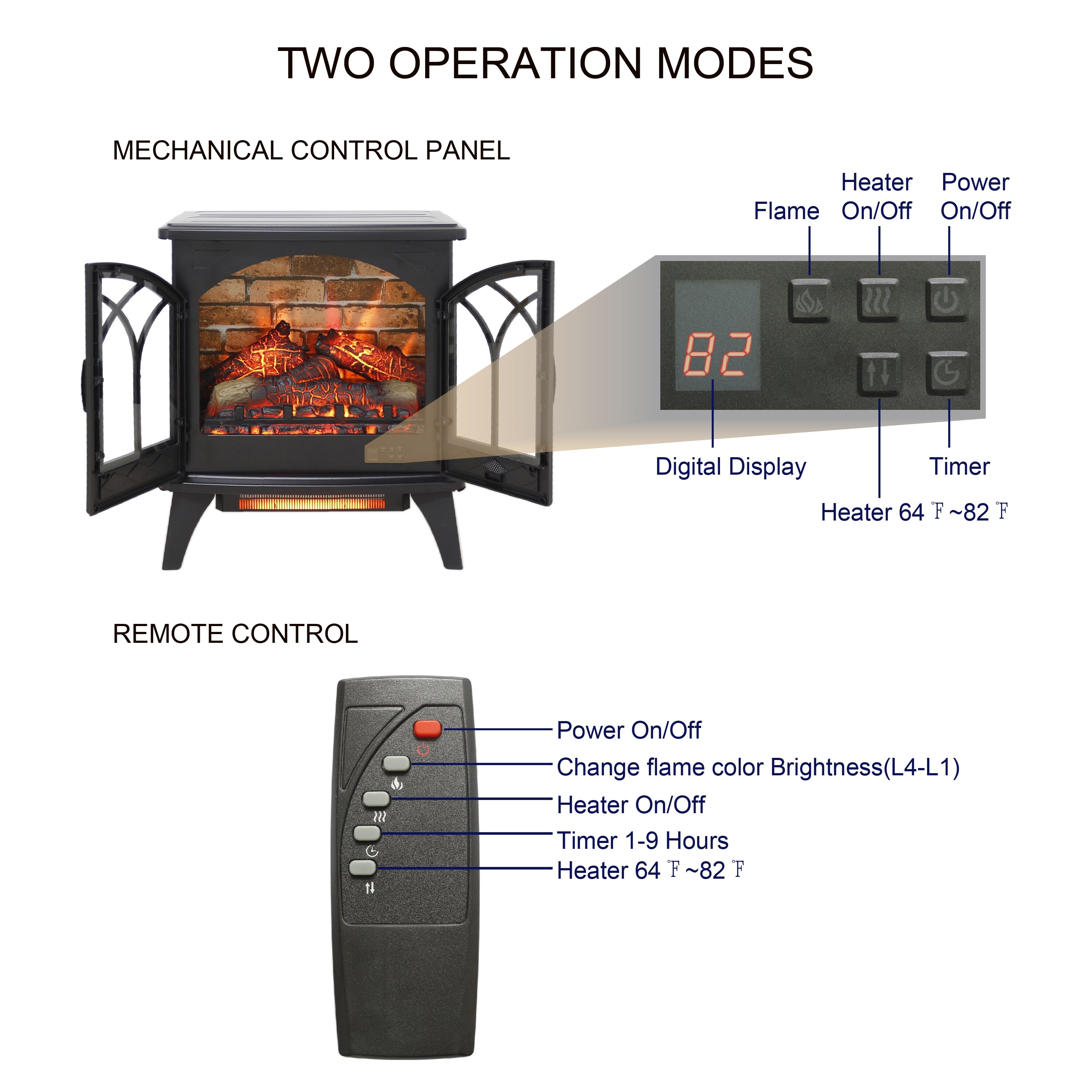 Forclover ALHY-FP59BK Electric-Fireplaces - View #7