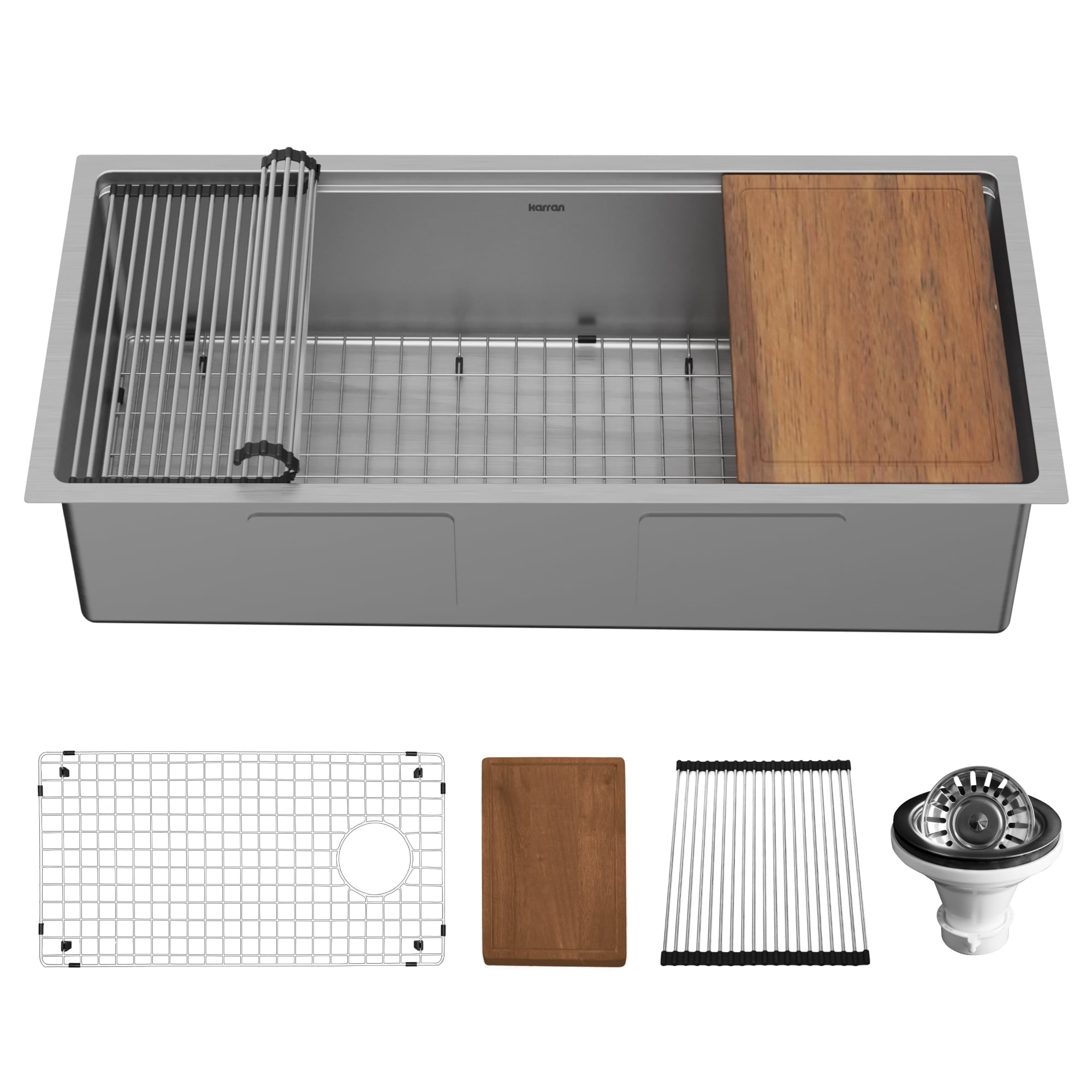 Karran WS-39-PK1 Undermount 39-in x 18.75-in Stainless steel Single bowl 16 -Gauge Workstation Kitchen Sink