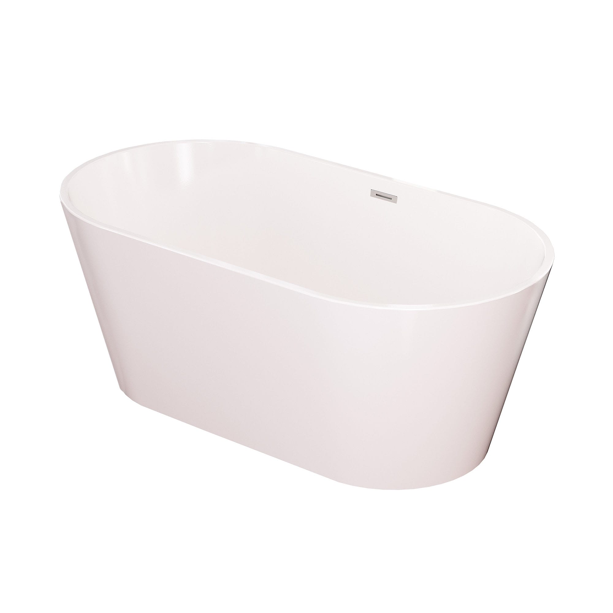CASAINC CA-BT-84909 32.28-in x 68.5-in Gloss White Acrylic Oval Freestanding Soaking Bathtub with Drain ( Center Drain )