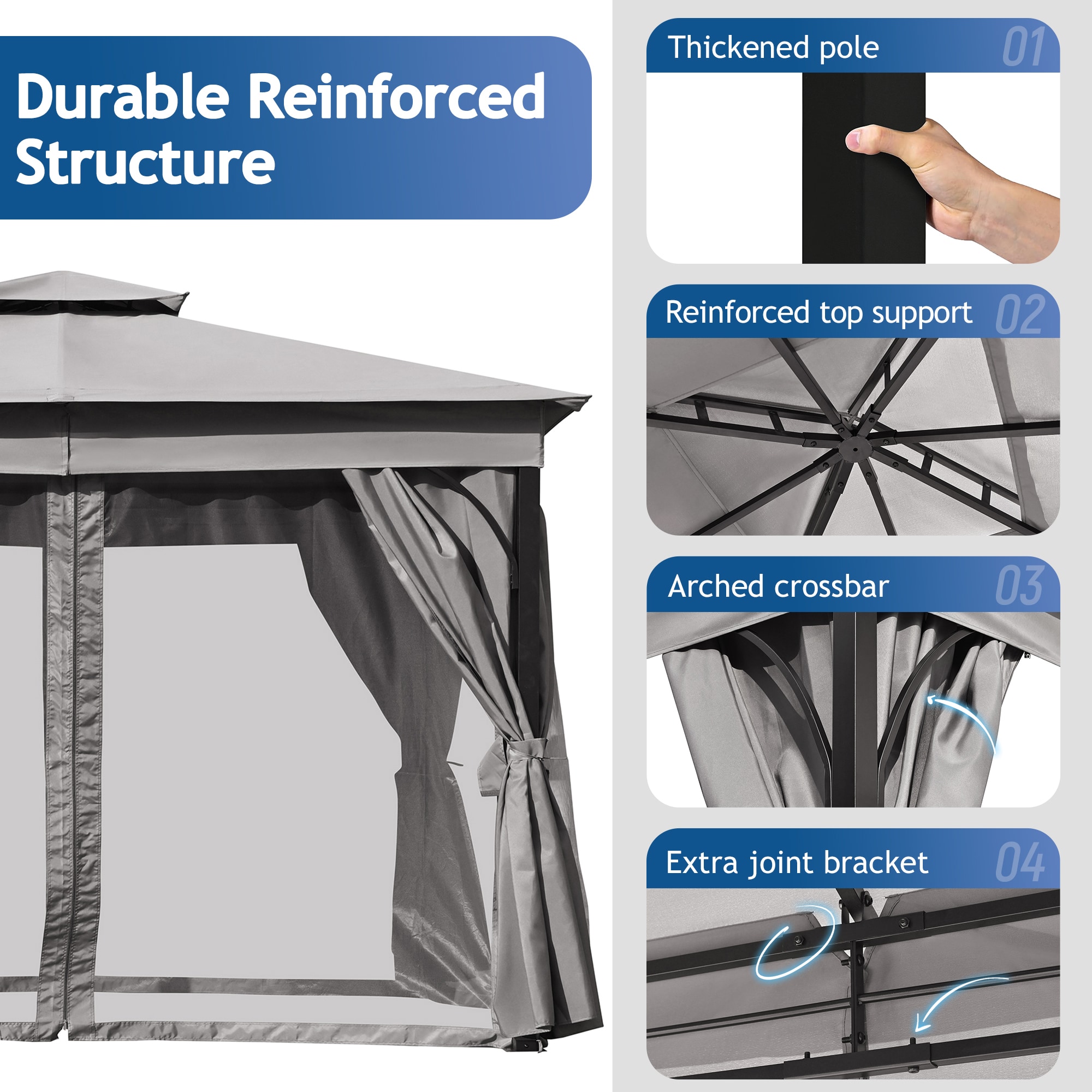SINOFURN SYB260042GY Wood-Resin-Gazebos - View #15