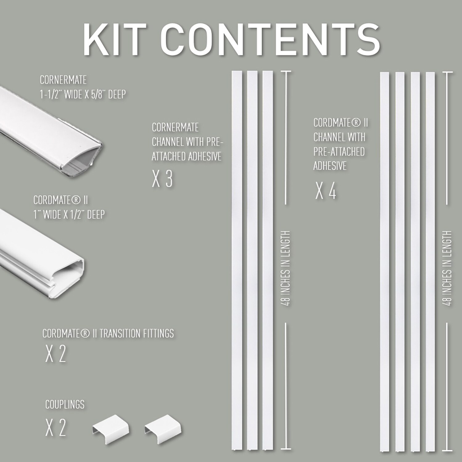 CordMate II Kit - White, Nonmetallic