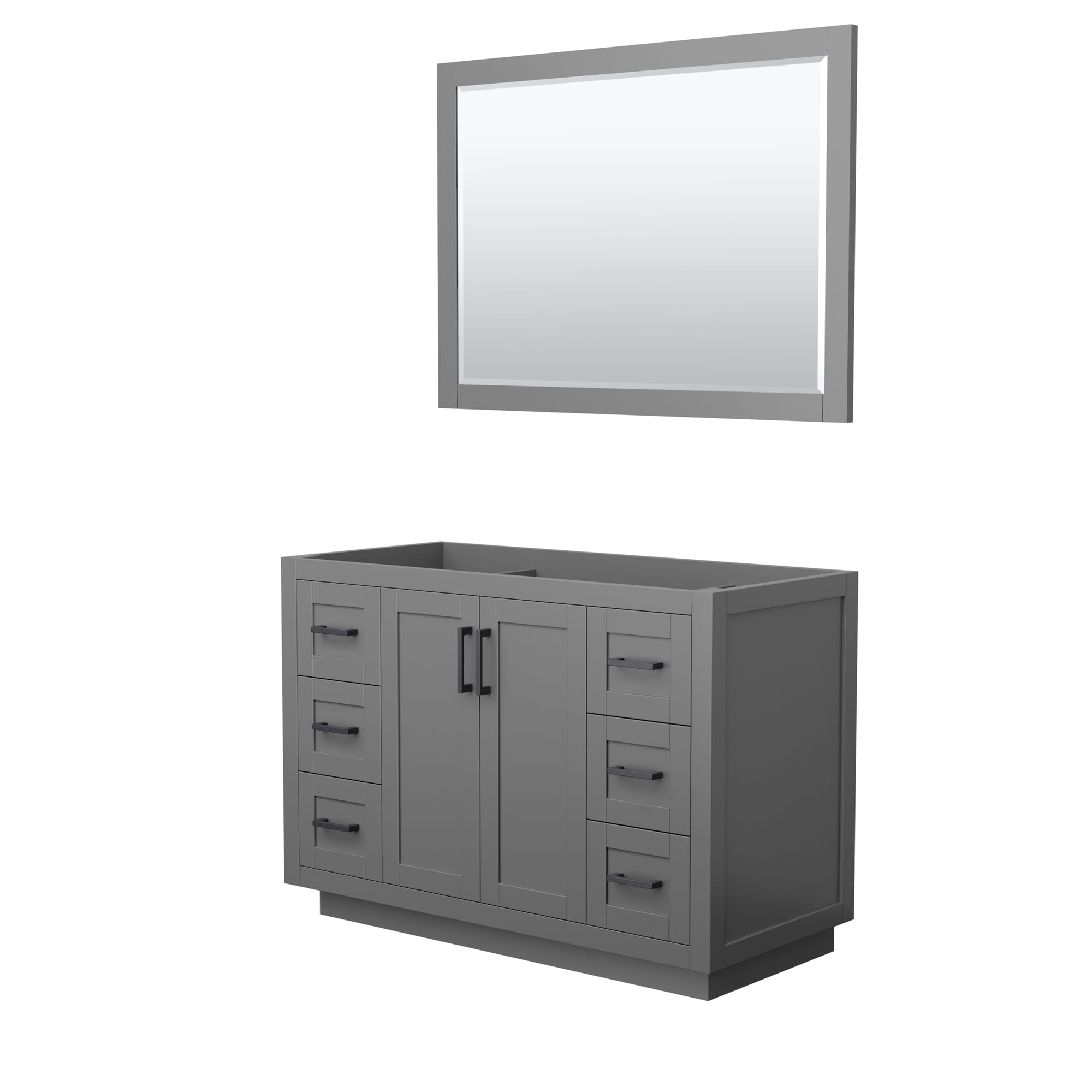 Wyndham Collection WCF292948SGBCXSXXM46 Miranda 48-in Dark Gray with Matte Black Trim Bathroom Vanity Base Cabinet without Top