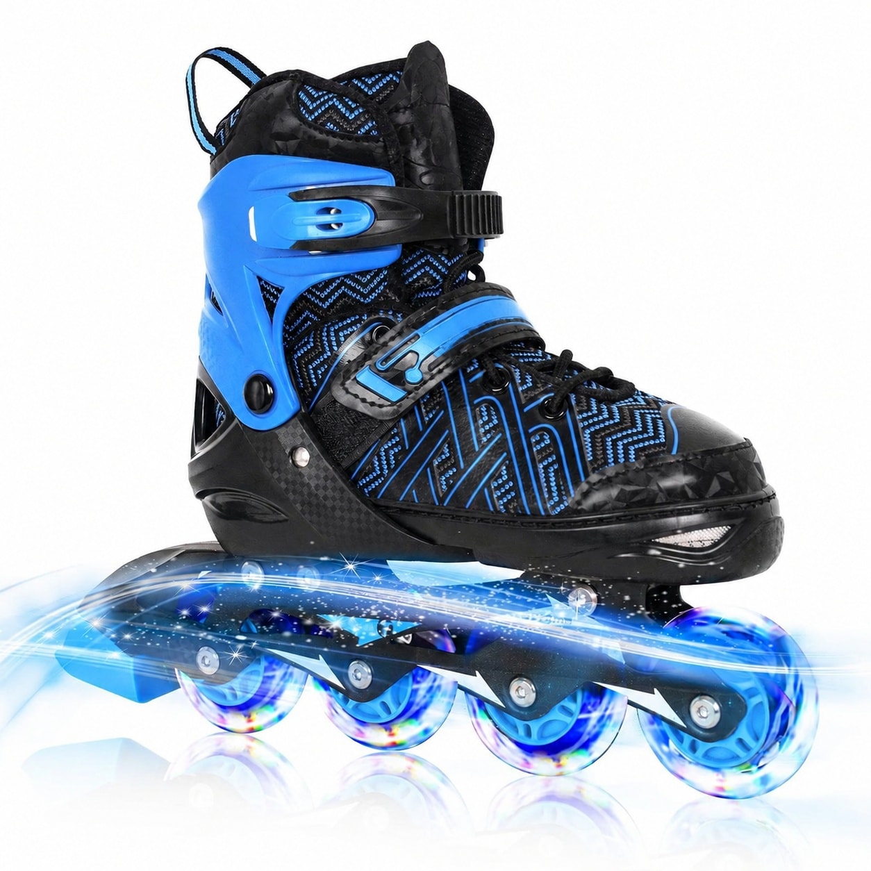 UUDULY  Adjustable Inline Skates for Kids Boys and Girls Blue Black Red Light Up Wheels Youth Roller Skates for Beginners Ages Three to Fifteen