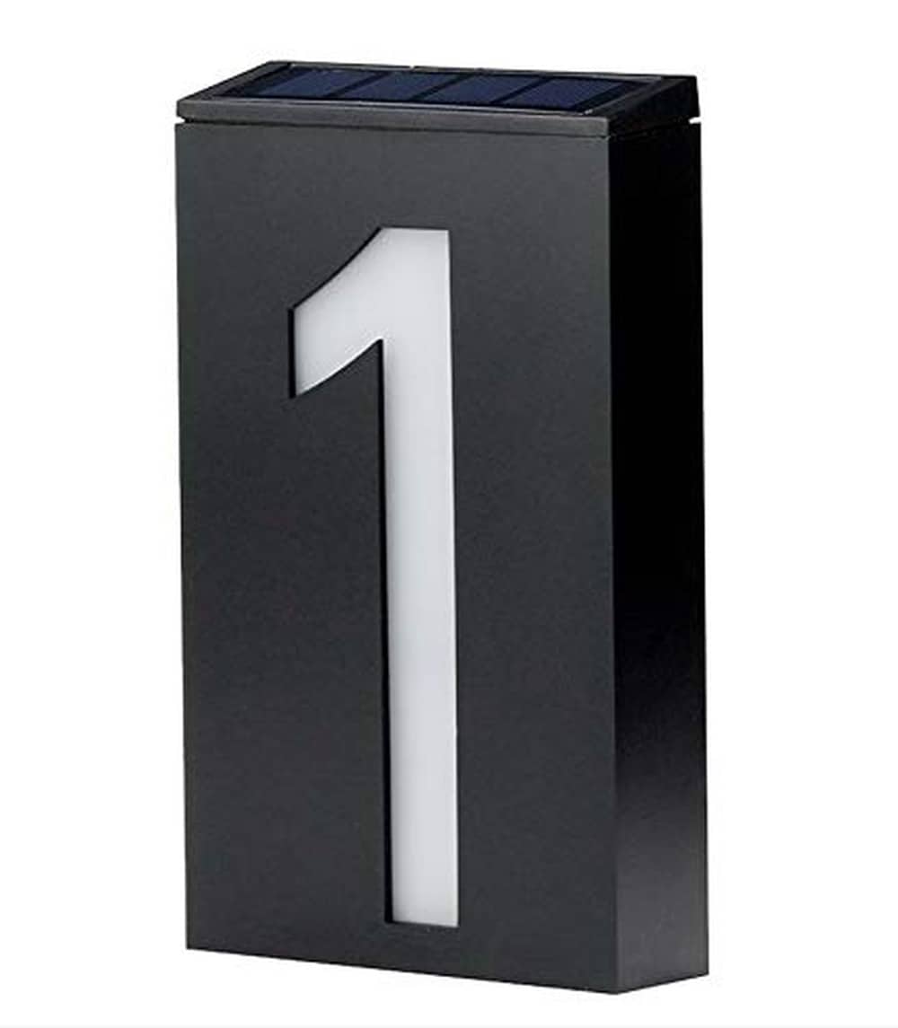 Vrbgify  Solar Lighted House Numbers for Outdoor Use LED Powered Address Sign Plate for Garden Yard Wall Art with Digital One