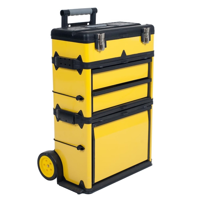 4 Drawer Yellow Plastic Wheels Tool Box, Portable Tool Storage Box