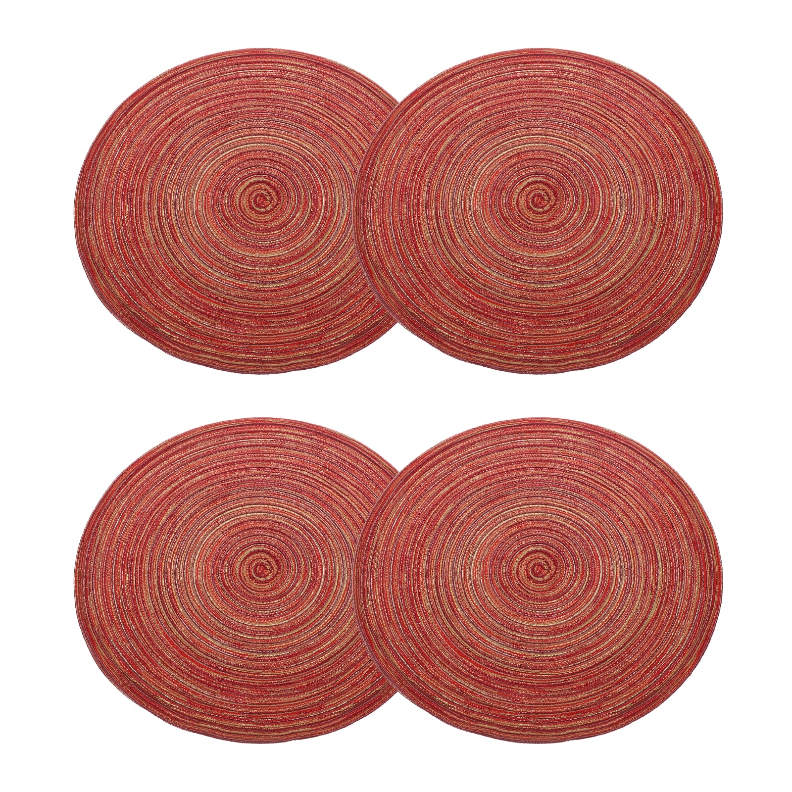Harfington 4pcs Round Braided Placemats 14 Inch Non-Slip Round Table Mats for Dining Tables Washable Heat Insulation Woven Placemats Indoor Outdoor for Family Holiday Dinner Red #S26042300UX5149