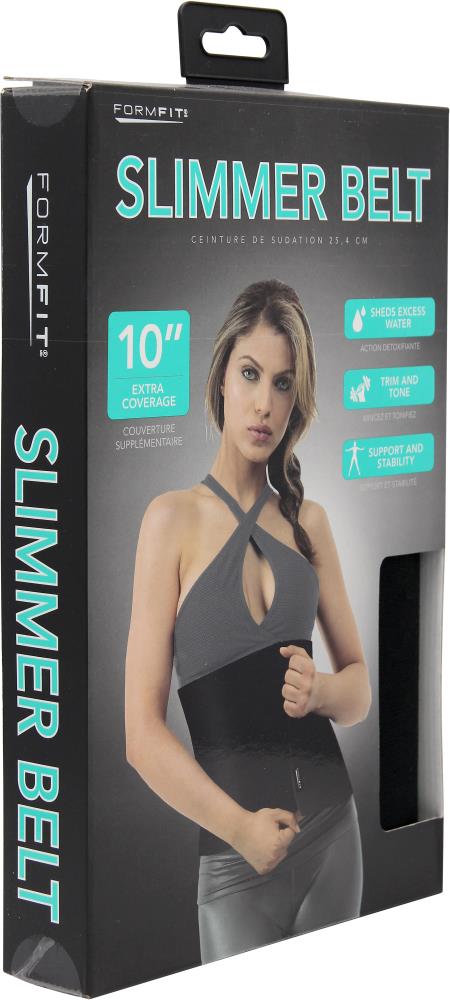 FormFit FF BK 10IN Slimmer Belt - Black Polyester Waist Trimmer