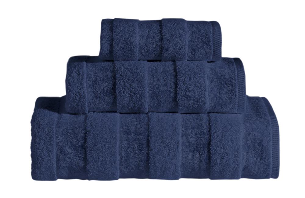 SaaSoh APC-3PK-TNY 3-Piece True Navy Cotton Quick Dry Bath Towel Set (Apogee)