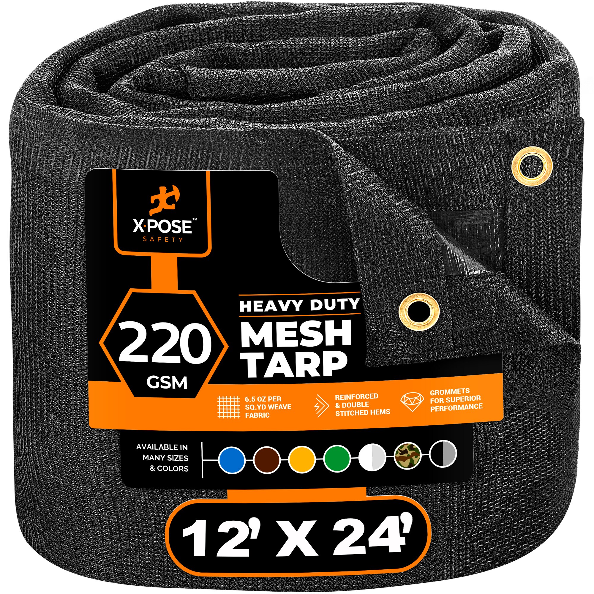 XPOSE SAFETY BMT-1224-X-S 12-ft x 24-ft Black Commercial Polyethylene mesh 14-mil Tarp