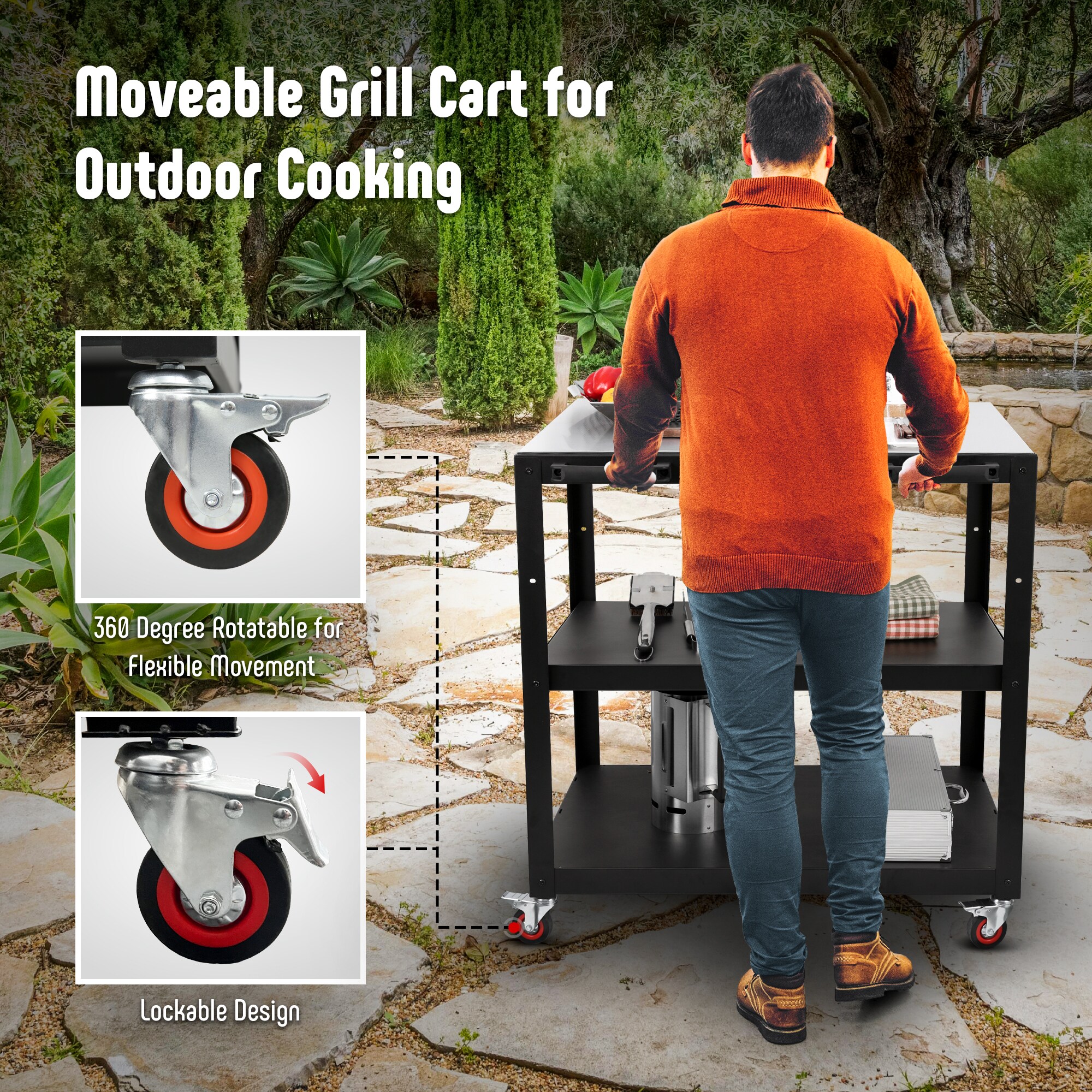 Feasto KT2435A Grill-Carts-Grill-Stands - View #3