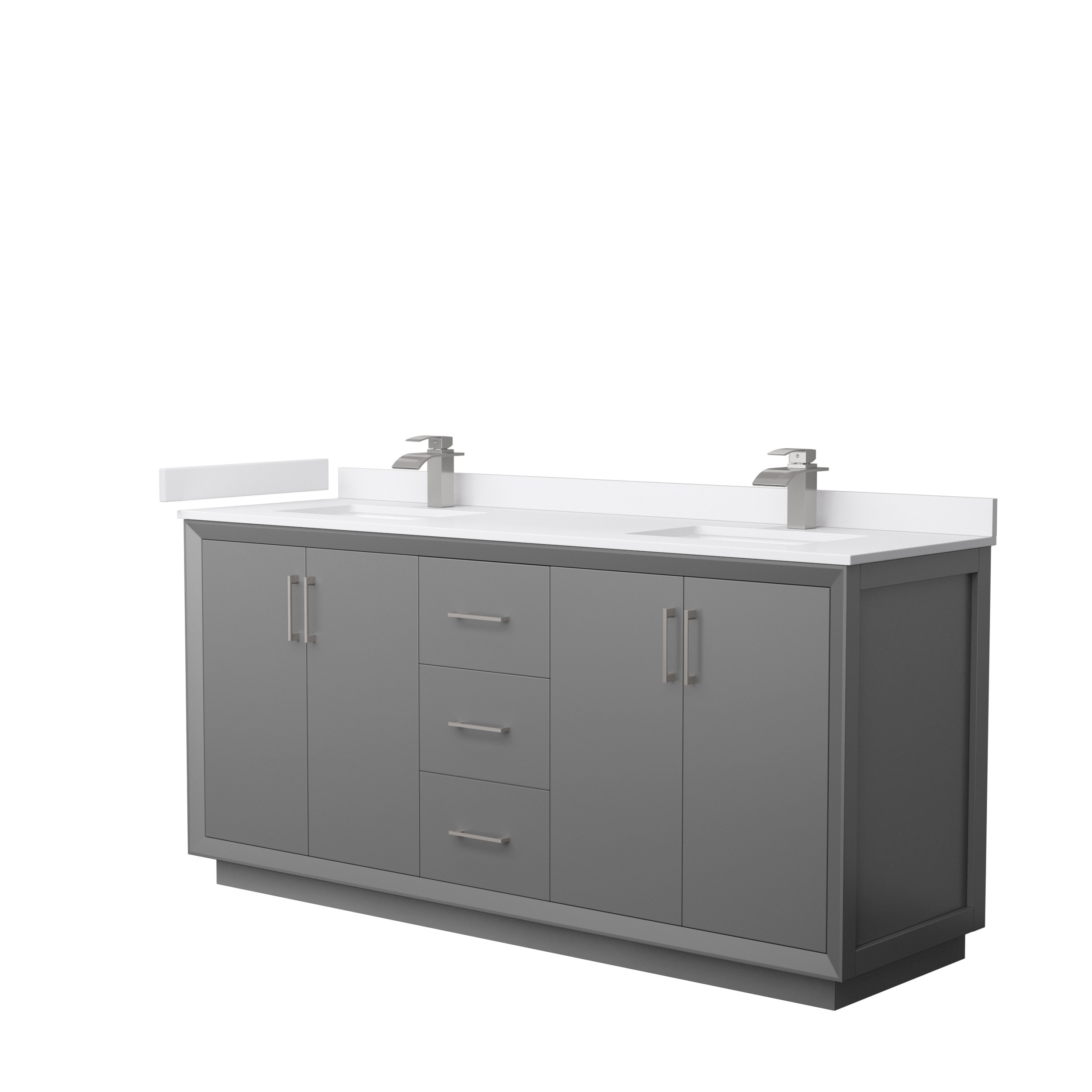 Wyndham Collection WCF414172DKGWCUNSMXX Strada 72-in Dark Gray with Brushed Nickel Trim Undermount Double sink Bathroom Vanity with White cultured marble Cultured marble Top
