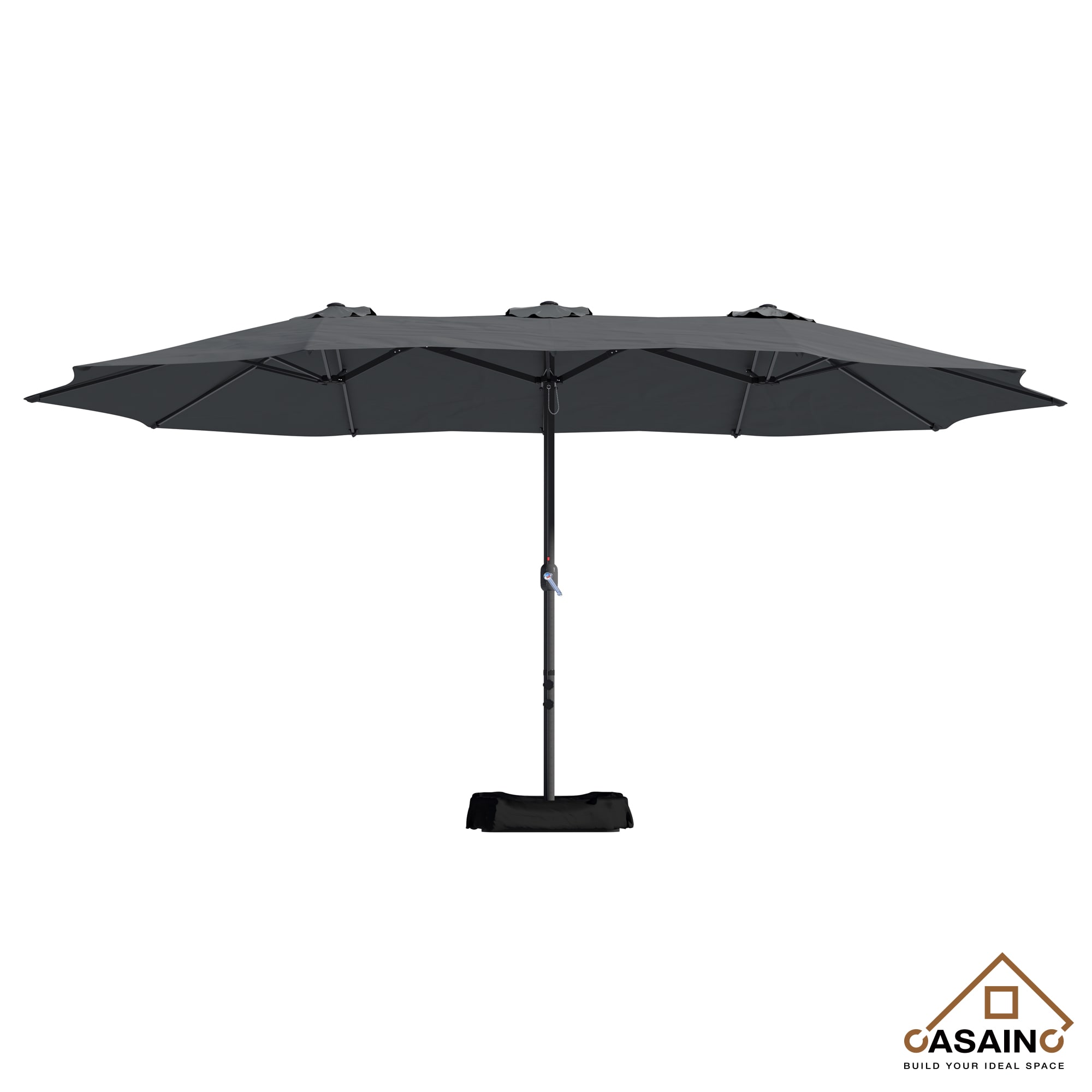 CASAINC WF-W41921422 15-ft Steel Gray Crank Market Patio Umbrella with Base