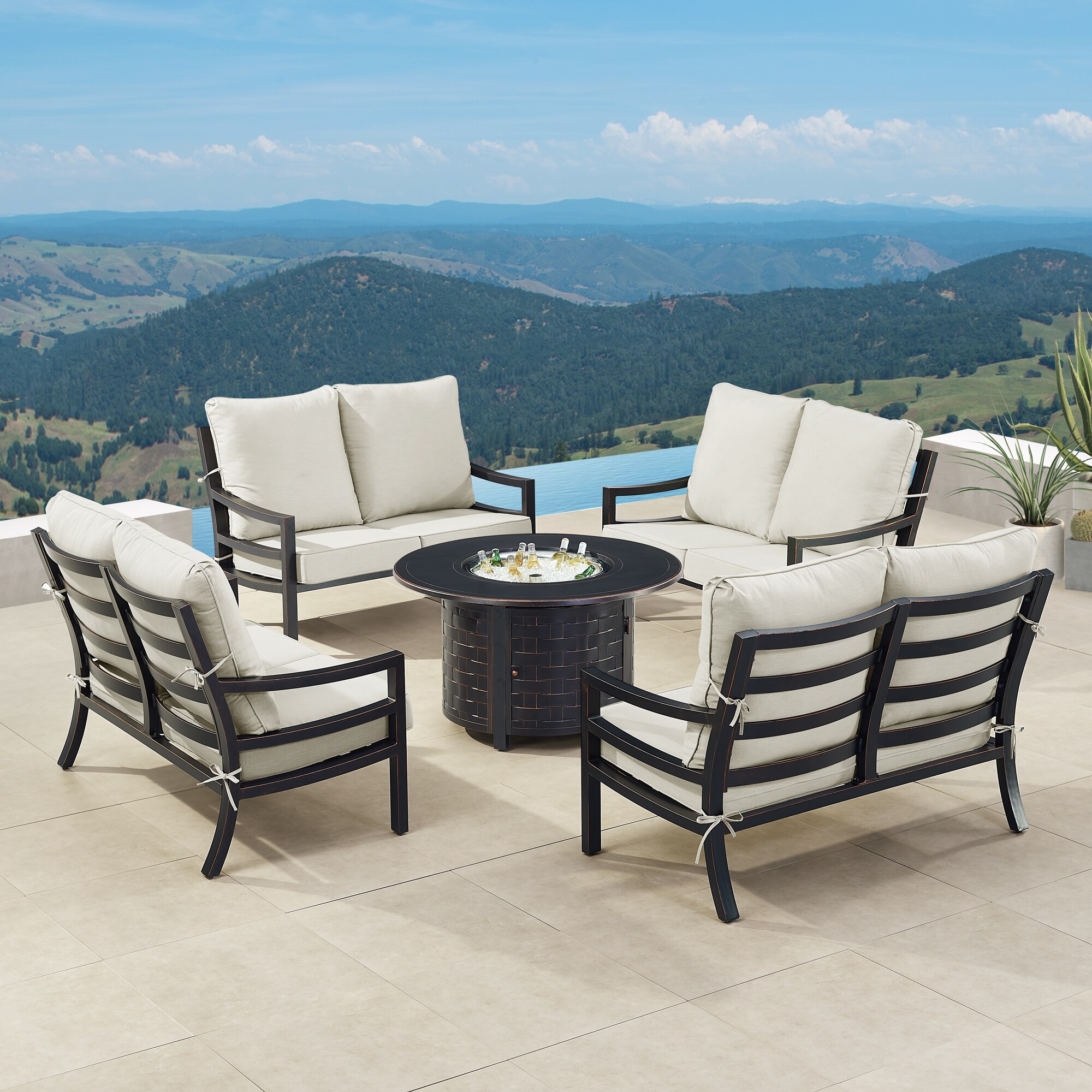 Oakland Living HUDSON4LSRICOLGCU Patio-Conversation-Sets - View #2