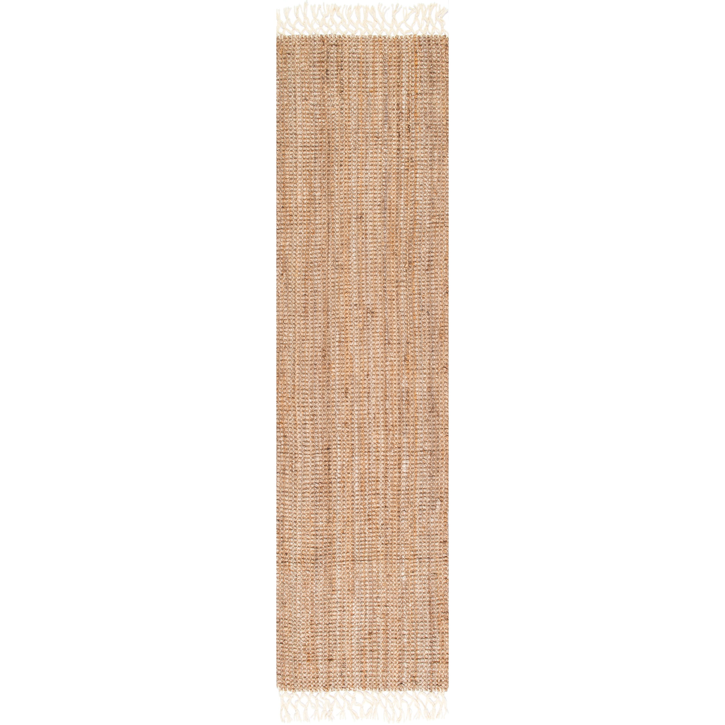 Maui Handwoven Fringe Jute & Wool Runner Rug, 2'6"x8'