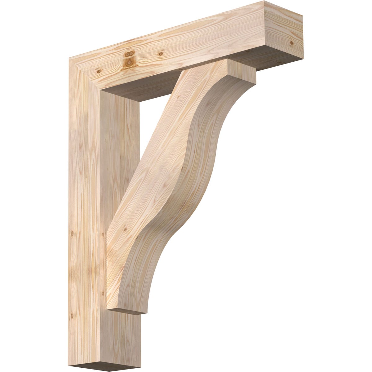 Ekena Millwork 1462591 Funston Block Smooth Bracket with Offset Brace 7-1/2-in x 32-in x 40-in Douglas fir Brown Wood Standard bracket