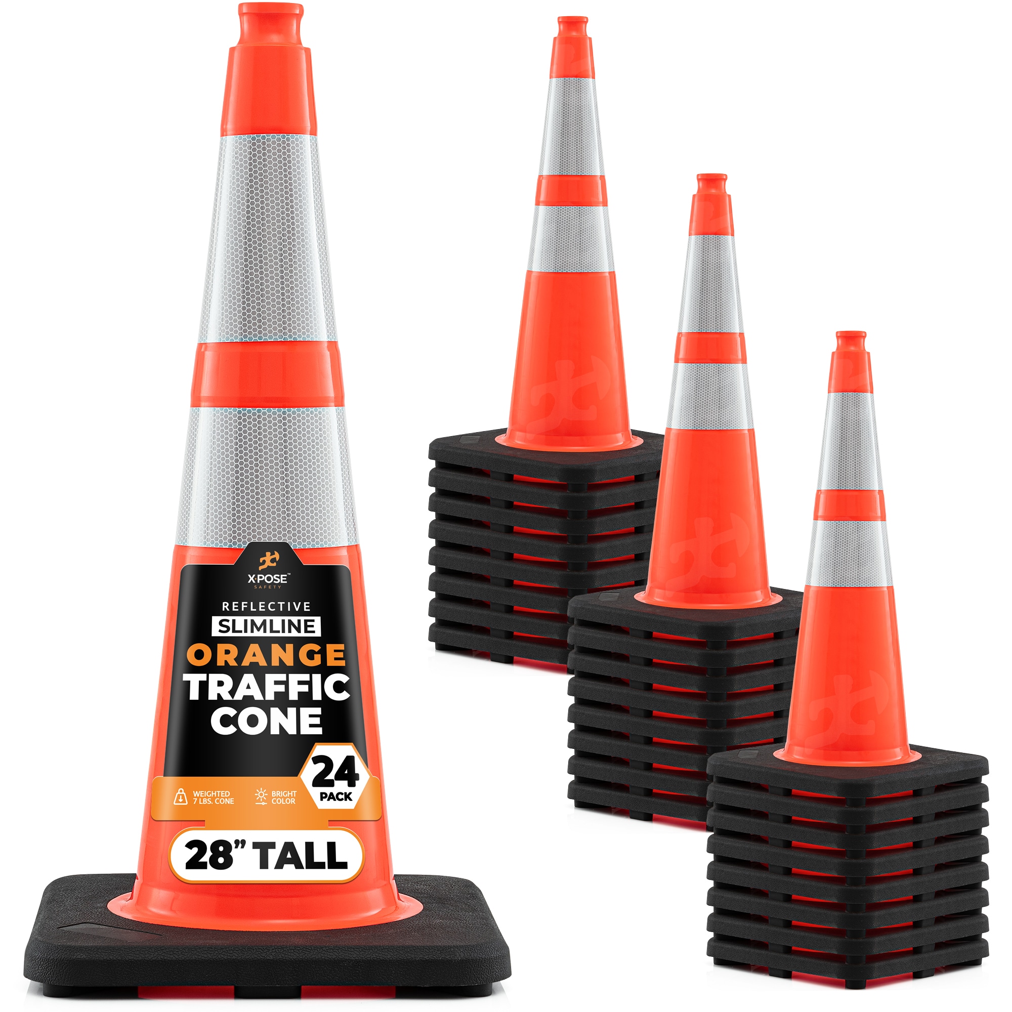 XPOSE SAFETY OTC28SL-64-24-X 24 -Pack 36-in Orange Traffic safety cone
