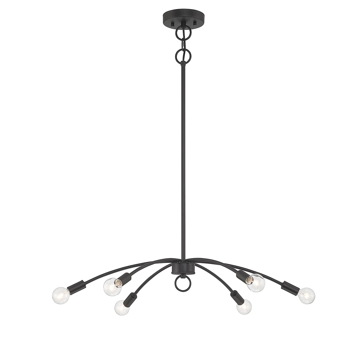 Meridian Lite Trends M100116MBK Meridian 6 -Light Matte Black Transitional For Use in Bedrooms, Dining Rooms, Foyers, Kitchens, Living Rooms Chandelier