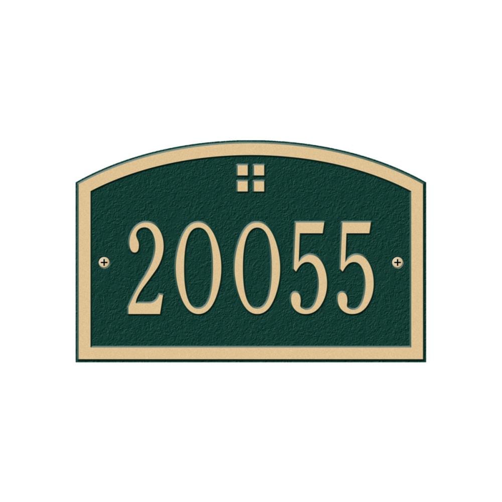 Whitehall 1179GG 4-3/4-in H x 7-1/2-in W Green/gold Aluminum Address plaque