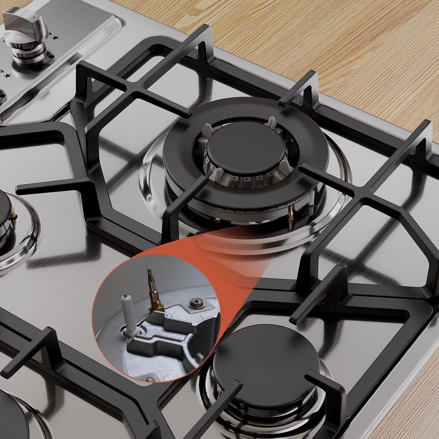 Empava 24 Inch Stainless Steel 4-Burner Gas Cooktop