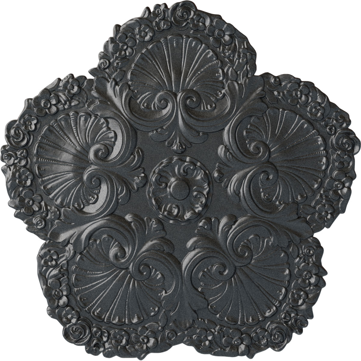 Ekena Millwork CM25SHPES Shell 25.625-in W x 25.625-in L Painted Pewter Polyurethane Whole Ceiling Medallion
