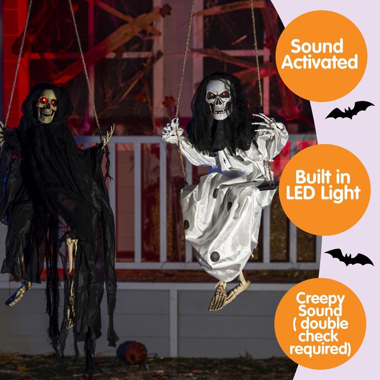 Joyfy 3-ft Hanging Lighted Grim reaper Yard decoration 2 -Pack in the ...