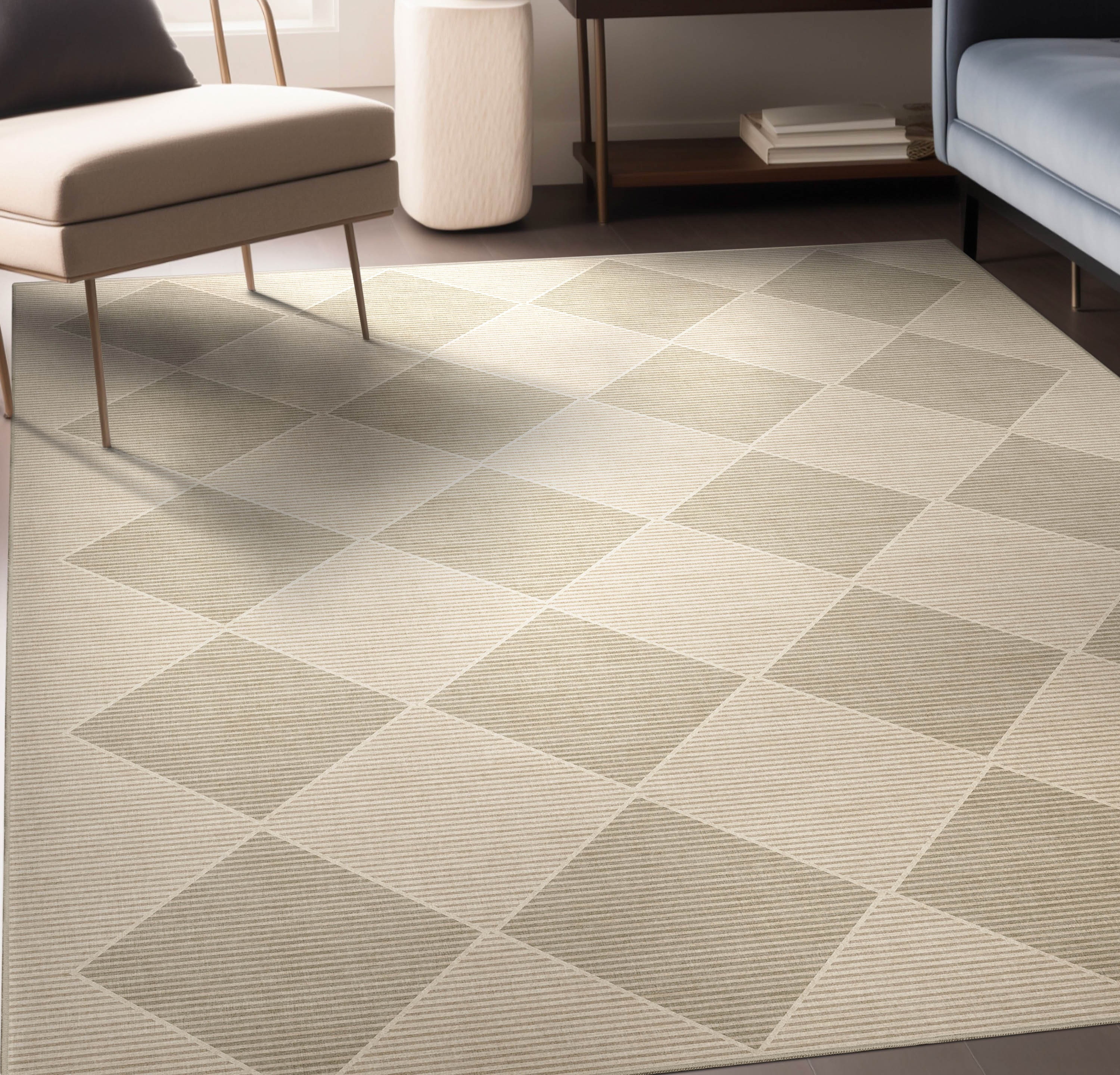 Well Woven W-APE-07A-5 Apollo Elemental 5 x 7 (ft) Beige Rectangular Indoor Geometric Moroccan Pet Friendly Area rug