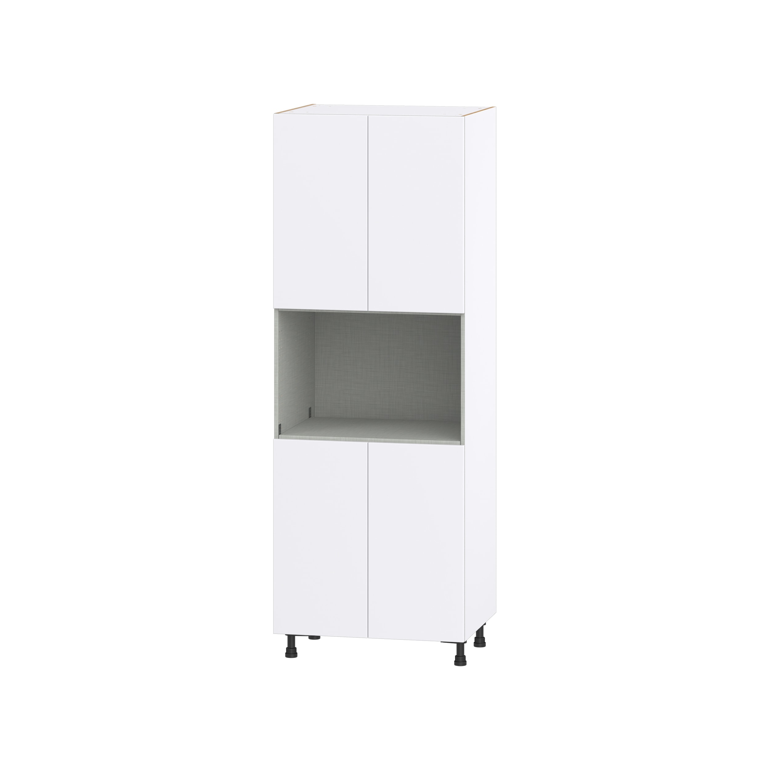 Hugo&Borg Lasalle 30-in W x 84.5-in H x 24-in D Bright White Slab 3-Drawers Single Oven Pantry Fully Assembled Cabinet (Flat Panel Slab Style)