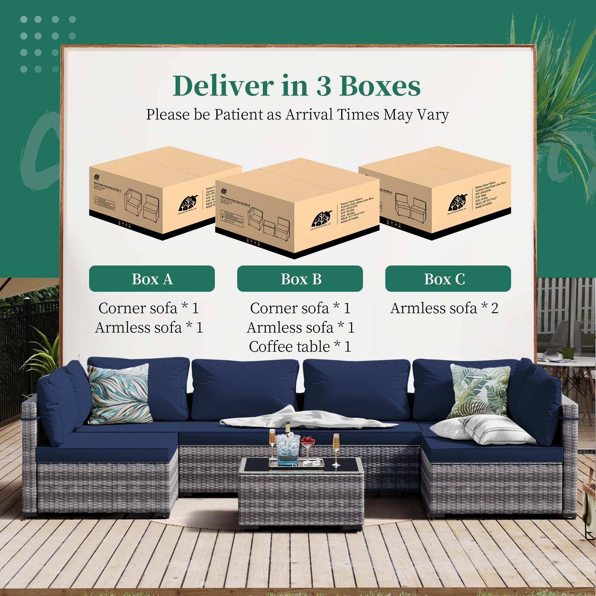 UPHA TBDK-ABC-NAVYBLUE Patio-Conversation-Sets - View #4