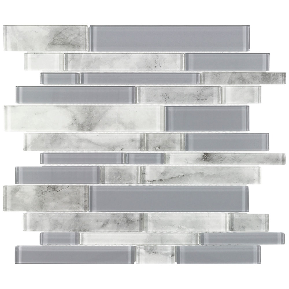Elida Ceramica Grey 12-in x 14-in Glossy Glass Linear Patterned