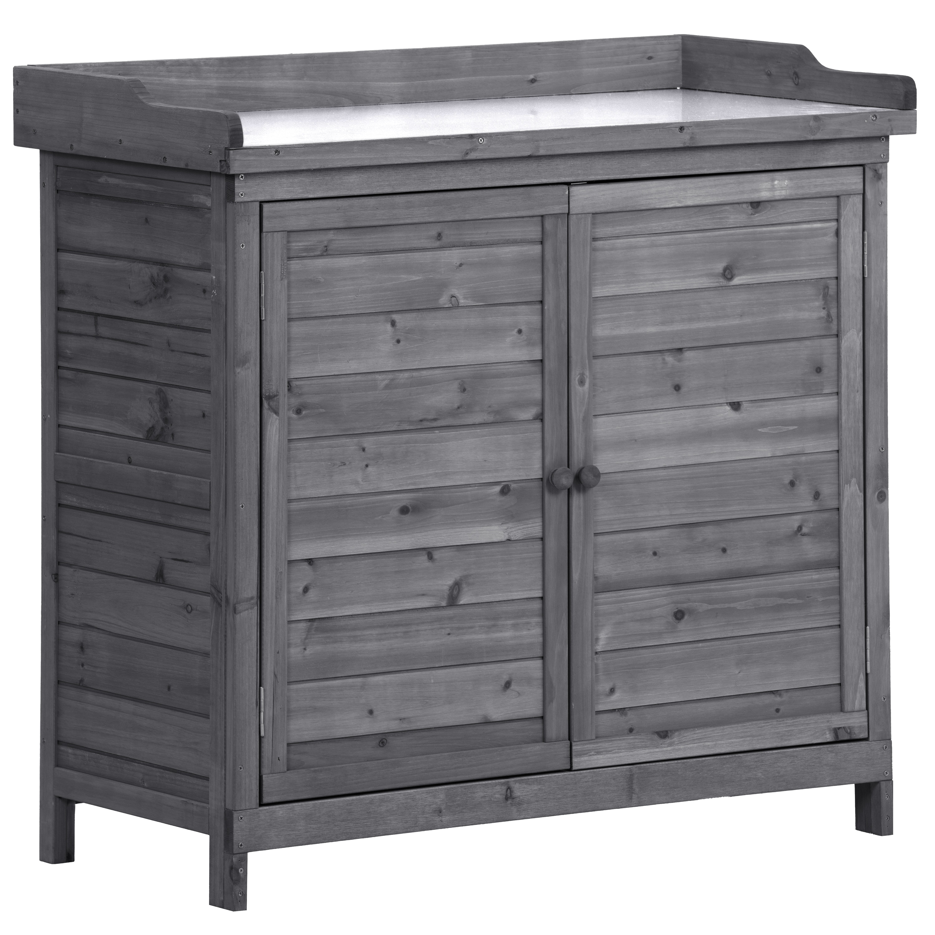 Kahomvis G243-QP717-17 Patio Workstation 39-in x 37.4-in x 19.1-in Grey Potting Bench