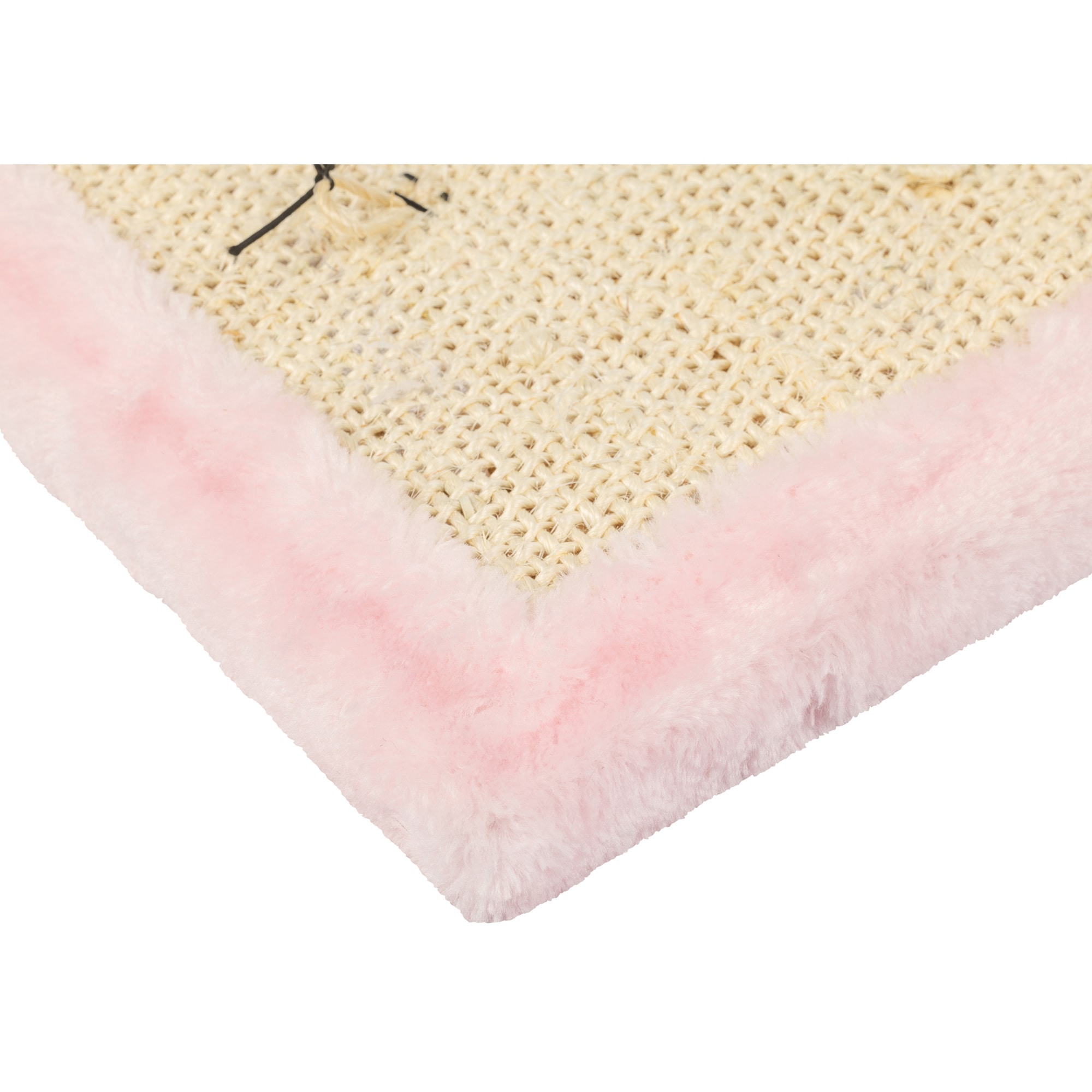 Pink Faux Fur and Sisal Rolling Cat Scratcher